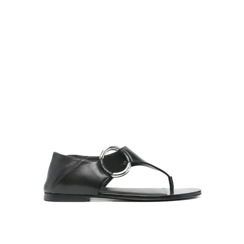 Saint Laurent Ring Leather Flat Sandals sold by Siebentaschen