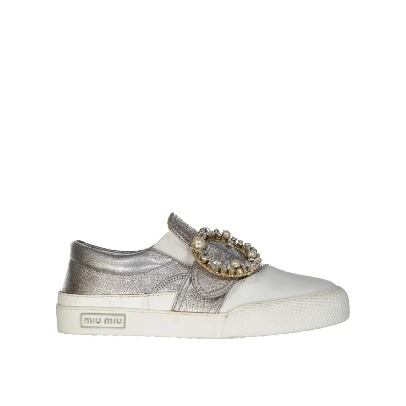 Miu Miu Leather Crystal Sneakers sold by Siebentaschen