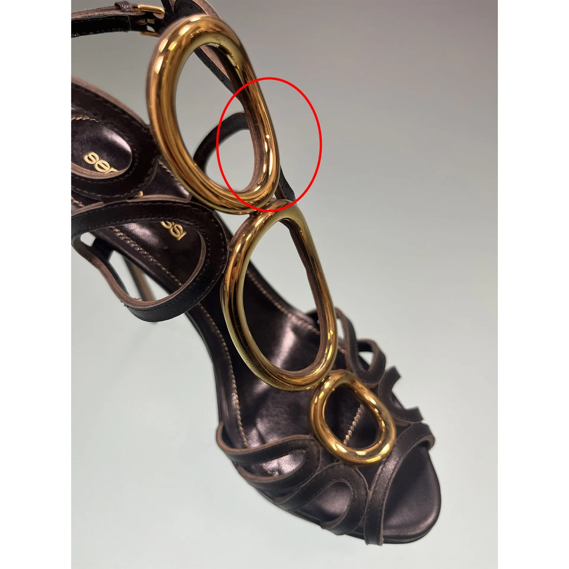 Sergio Rossi Leather Cut Out Farrah Sandals sold by Siebentaschen product image thumbnail 5