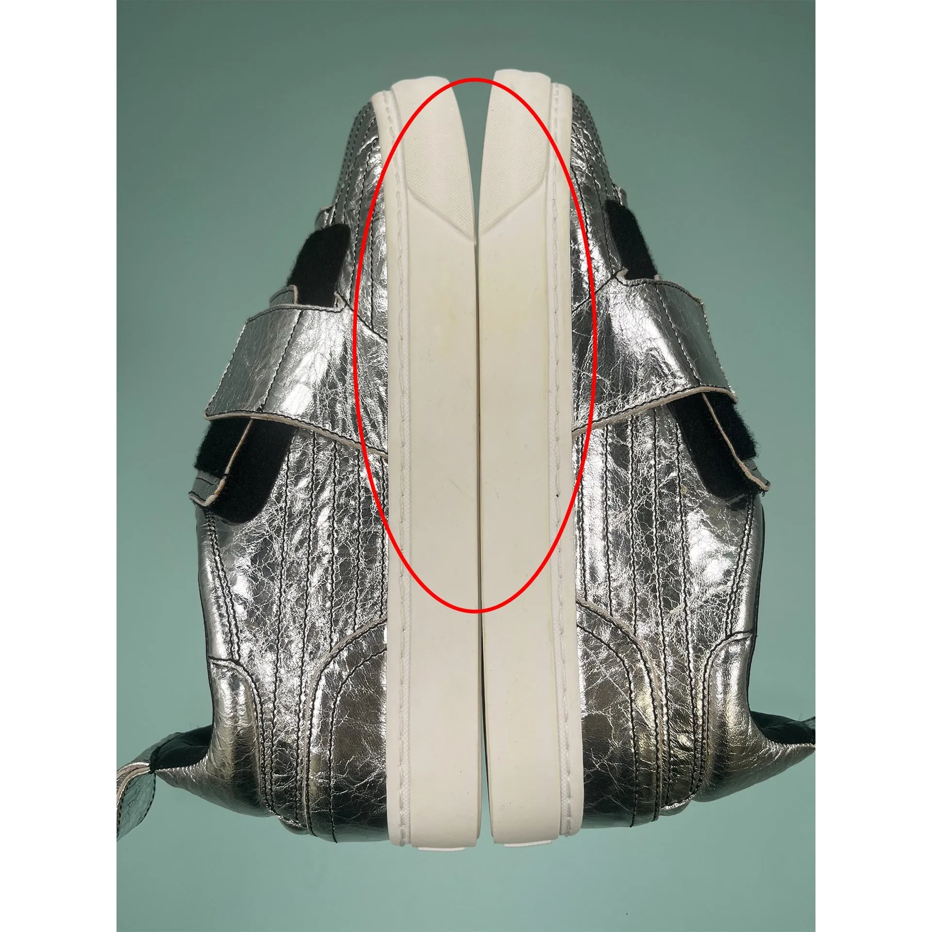 Paco Rabbane Crackled Metallic Leather Sneakers sold by Siebentaschen product image thumbnail 5