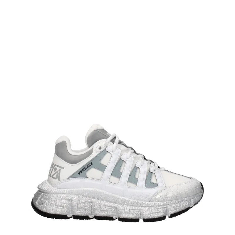 Versace White Fabric Athletic Sneakers sold by Siebentaschen