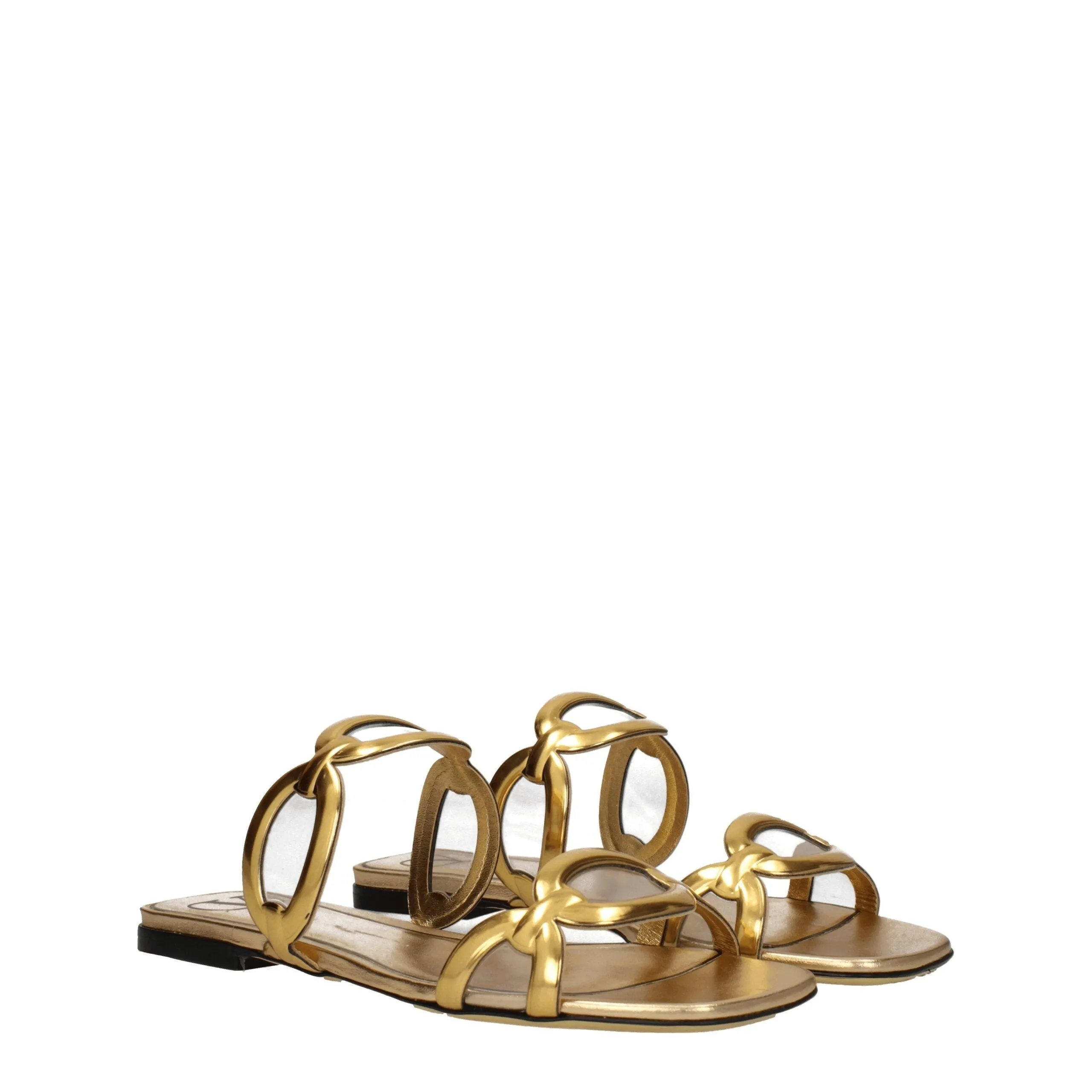 Valentino Garavani Gold Leather Slippers sold by Siebentaschen product image thumbnail 2
