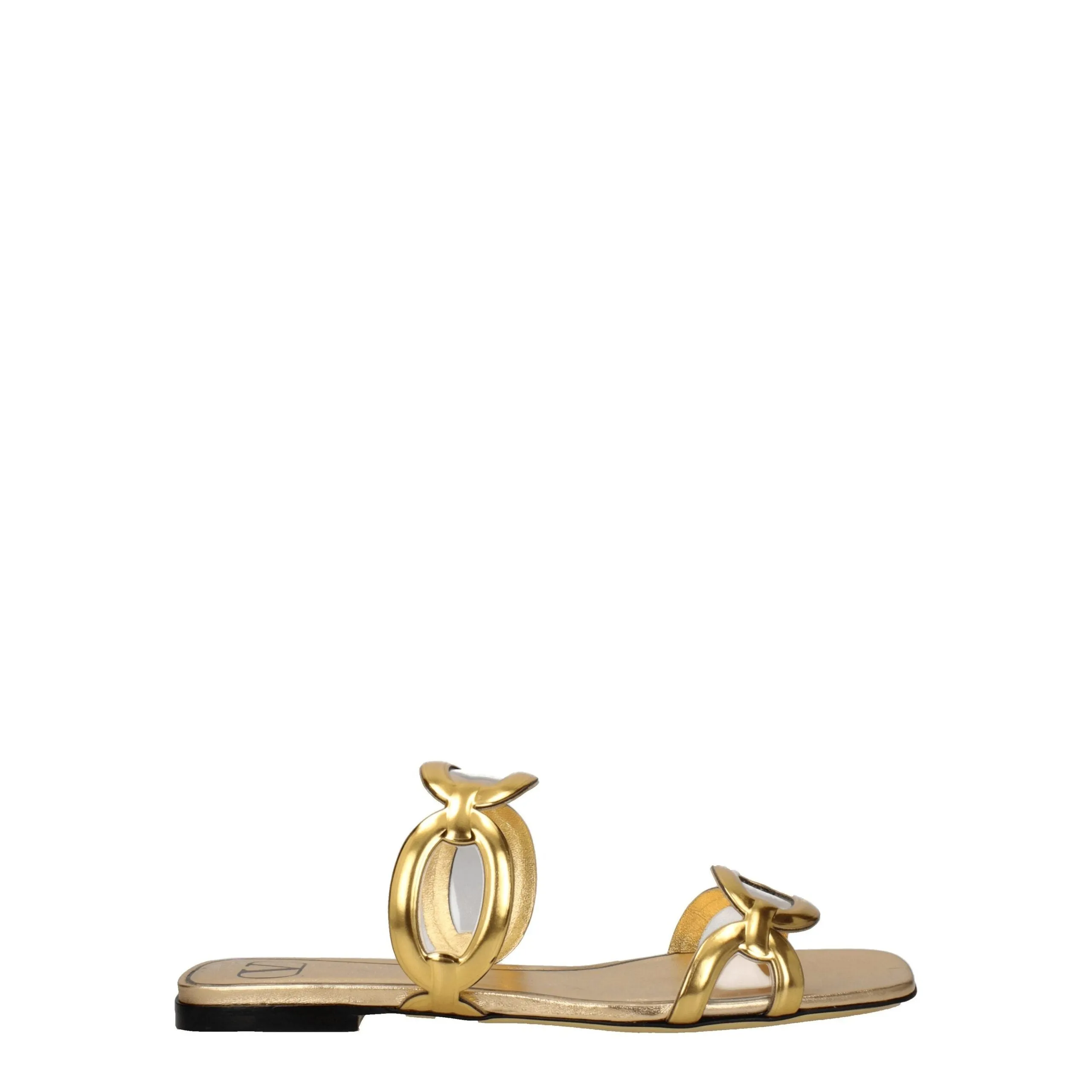 Valentino Garavani Gold Leather Slippers sold by Siebentaschen