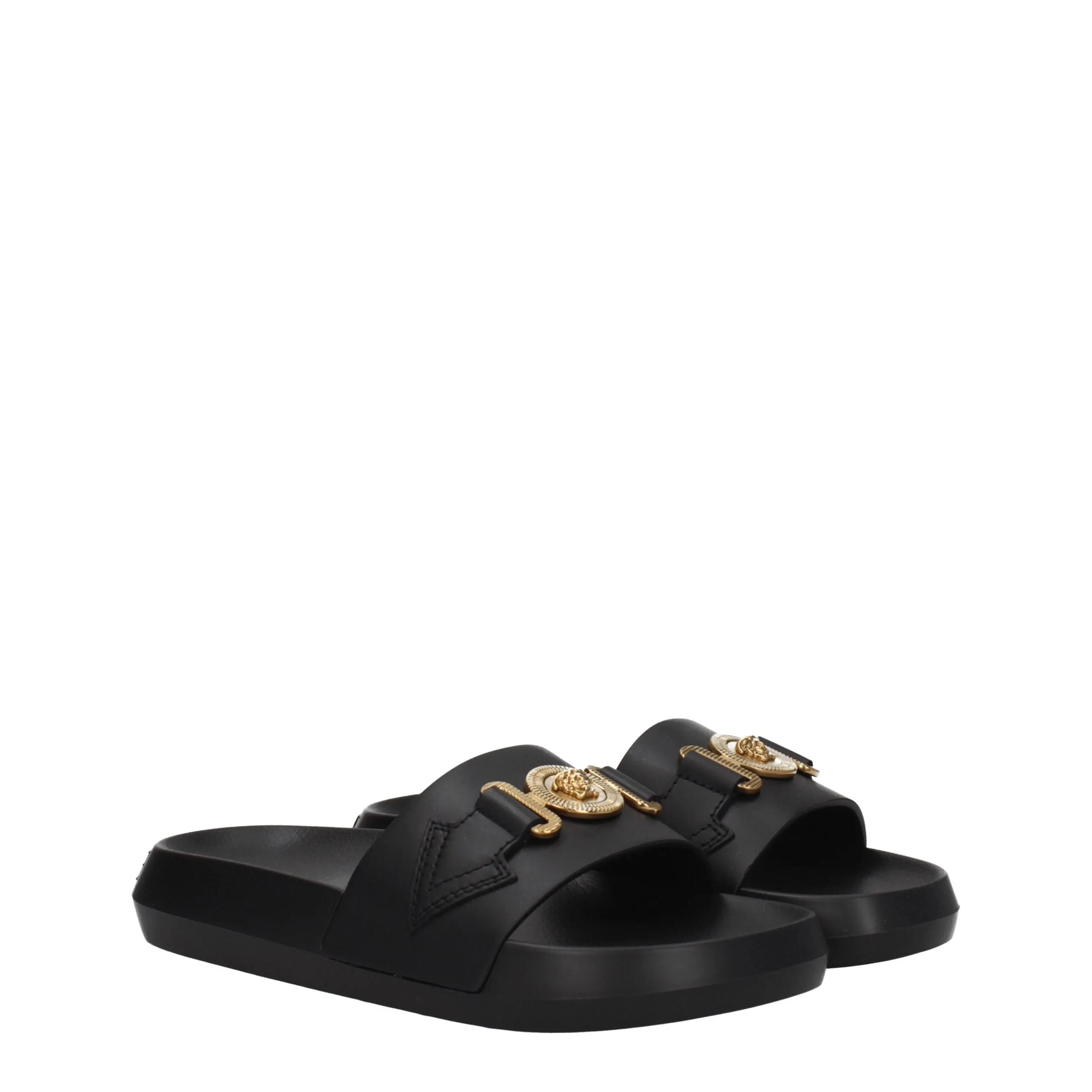 Versace Black Leather Slippers sold by Siebentaschen product image thumbnail 2