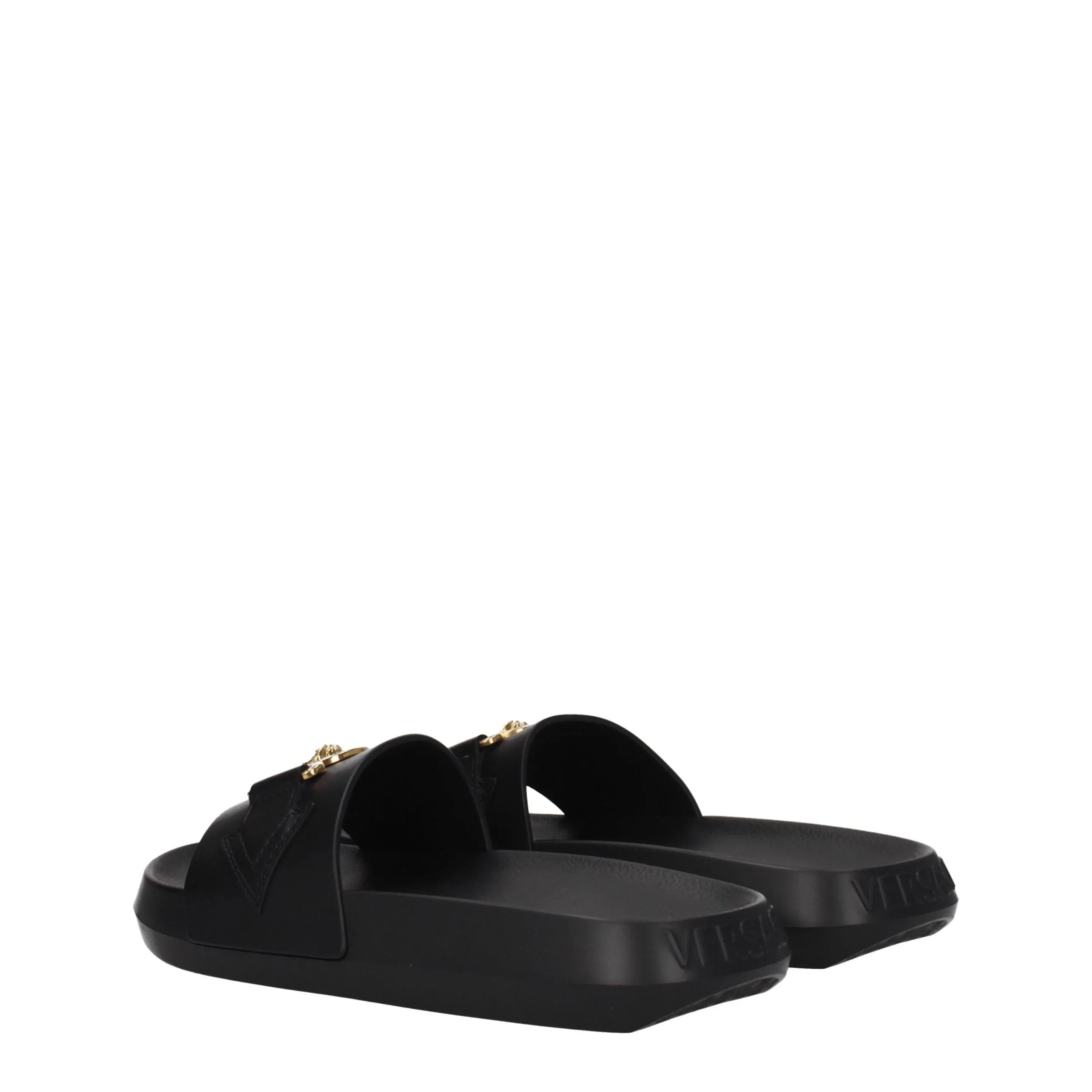 Versace Black Leather Slippers sold by Siebentaschen product image thumbnail 4