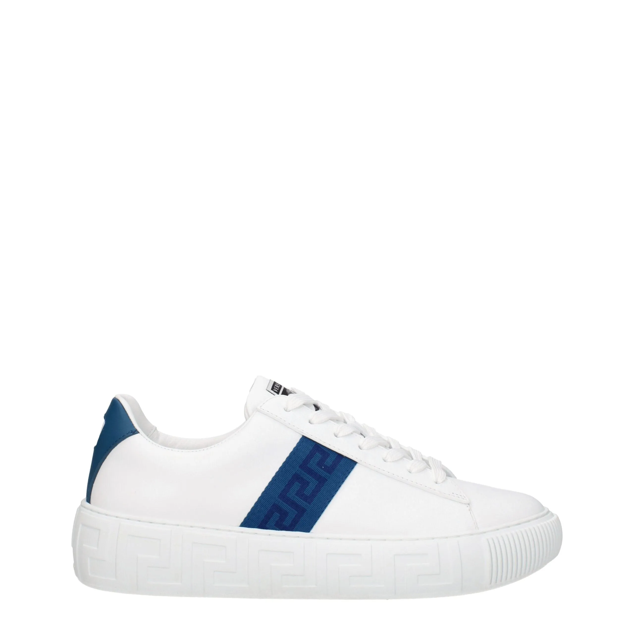 Versace White Leather Low Top Sneakers sold by Siebentaschen