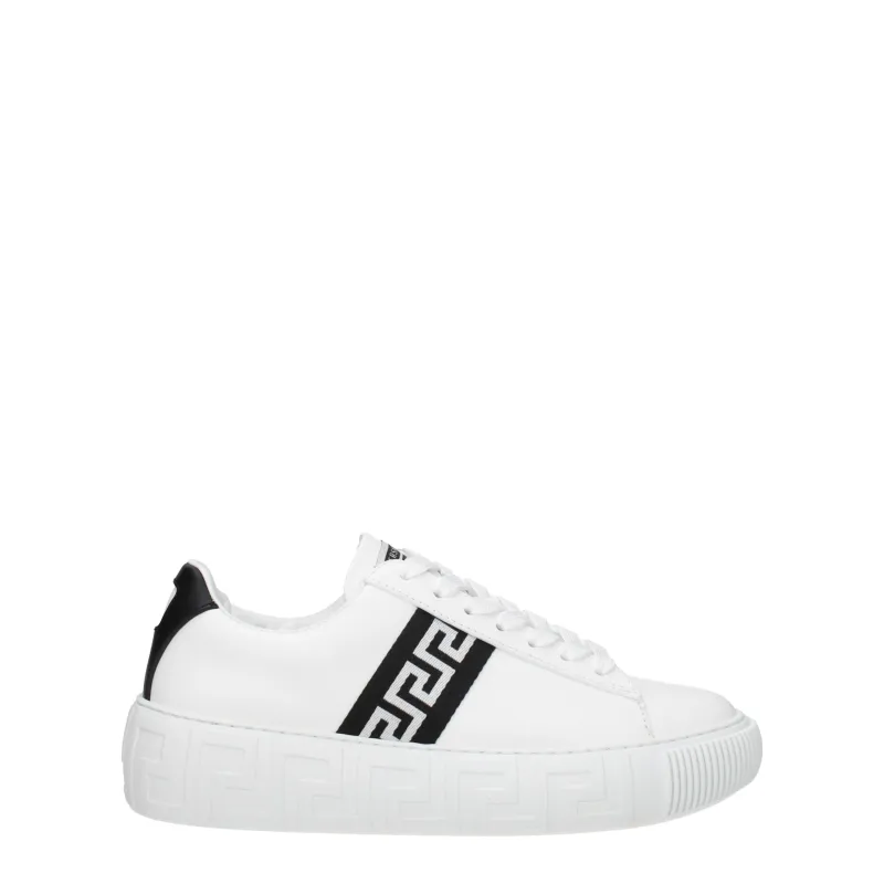Versace White Leather Low Top Sneakers sold by Siebentaschen