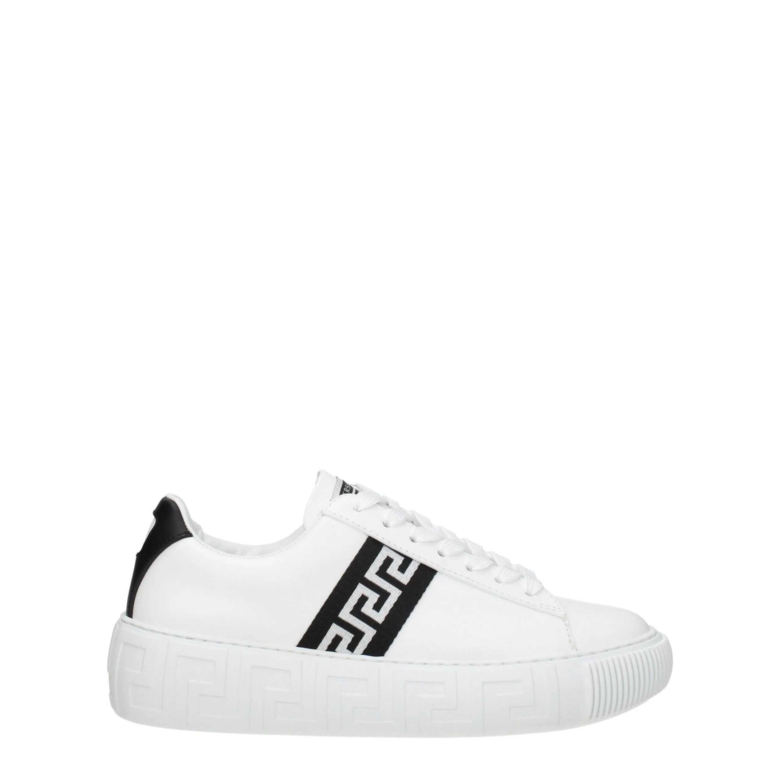 Versace White Leather Low Top Sneakers sold by Siebentaschen