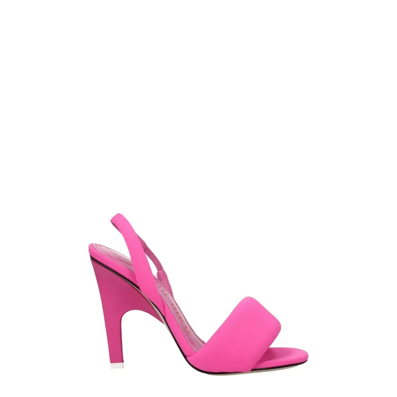 The Attico Pink Fabric Stiletto Heel Sandals sold by Siebentaschen