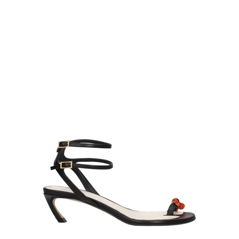 Lanvin Black Leather Stiletto Heel Sandals sold by Siebentaschen
