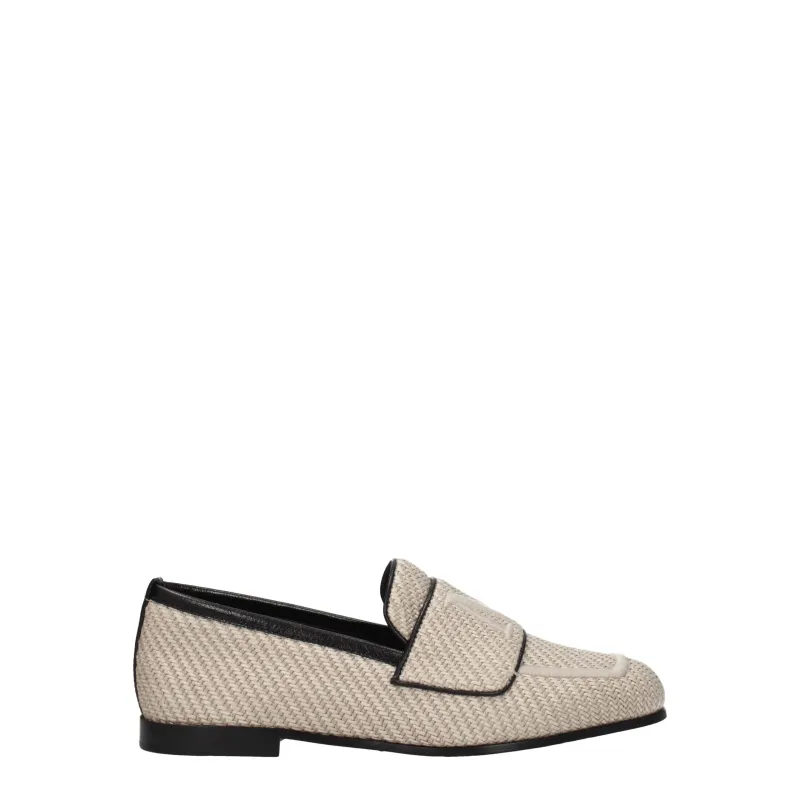 Max Mara Beige Fabric Slip-On Loafers sold by Siebentaschen