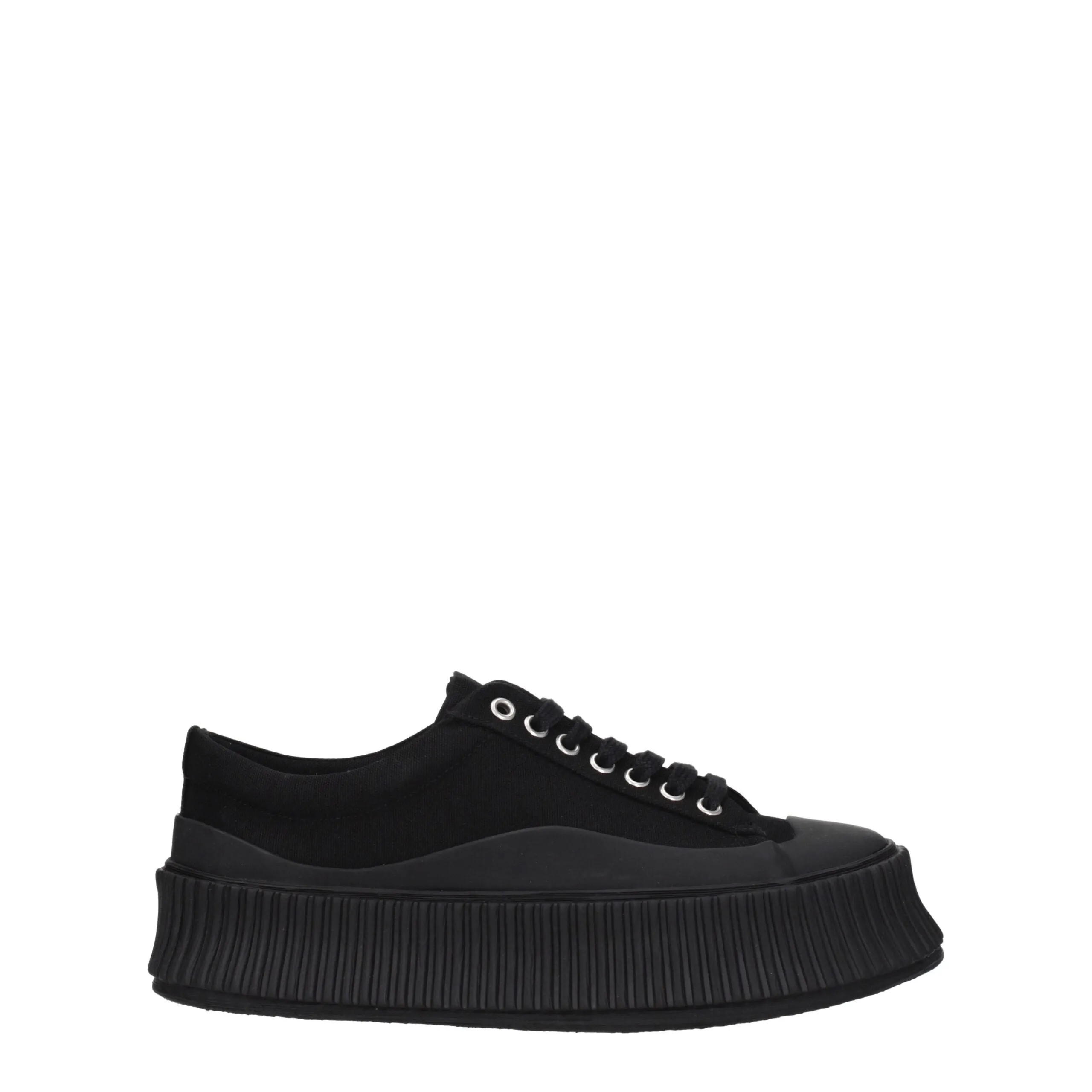Jil Sander Black Fabric Chunky Sneakers sold by Siebentaschen
