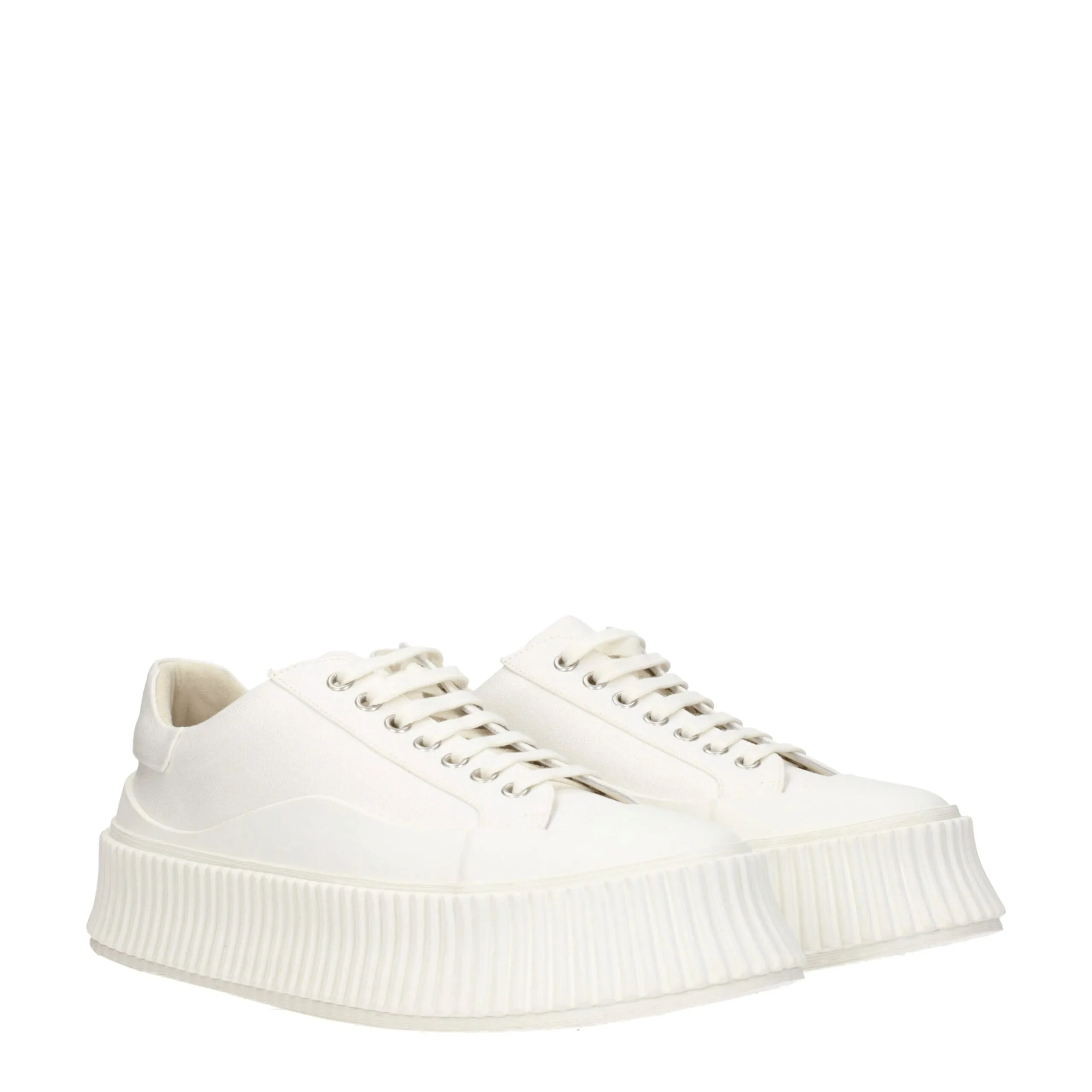 Jil Sander White Fabric Platform Sneakers sold by Siebentaschen product image thumbnail 2
