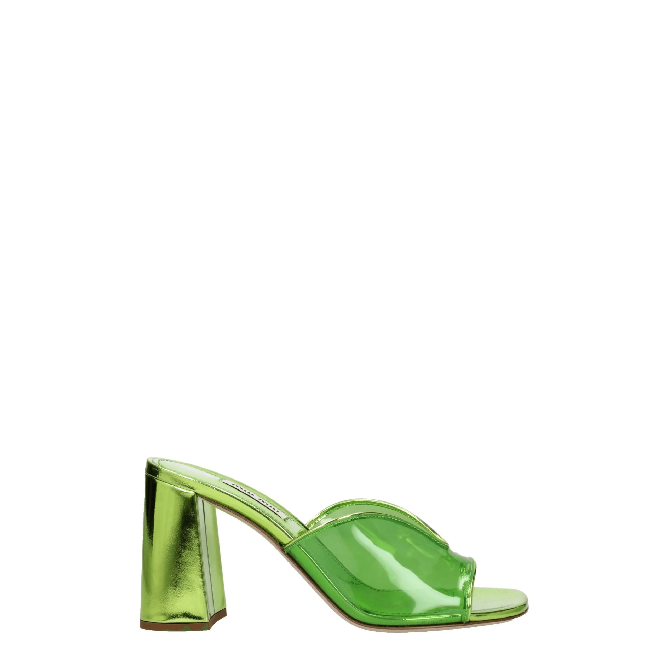 Miu Miu Green Plexiglass Platform Sandals sold by Siebentaschen