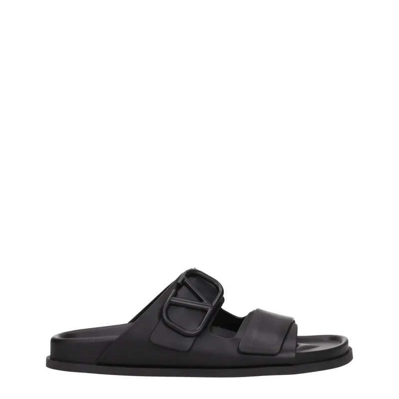 Valentino Garavani Black Leather Slippers sold by Siebentaschen