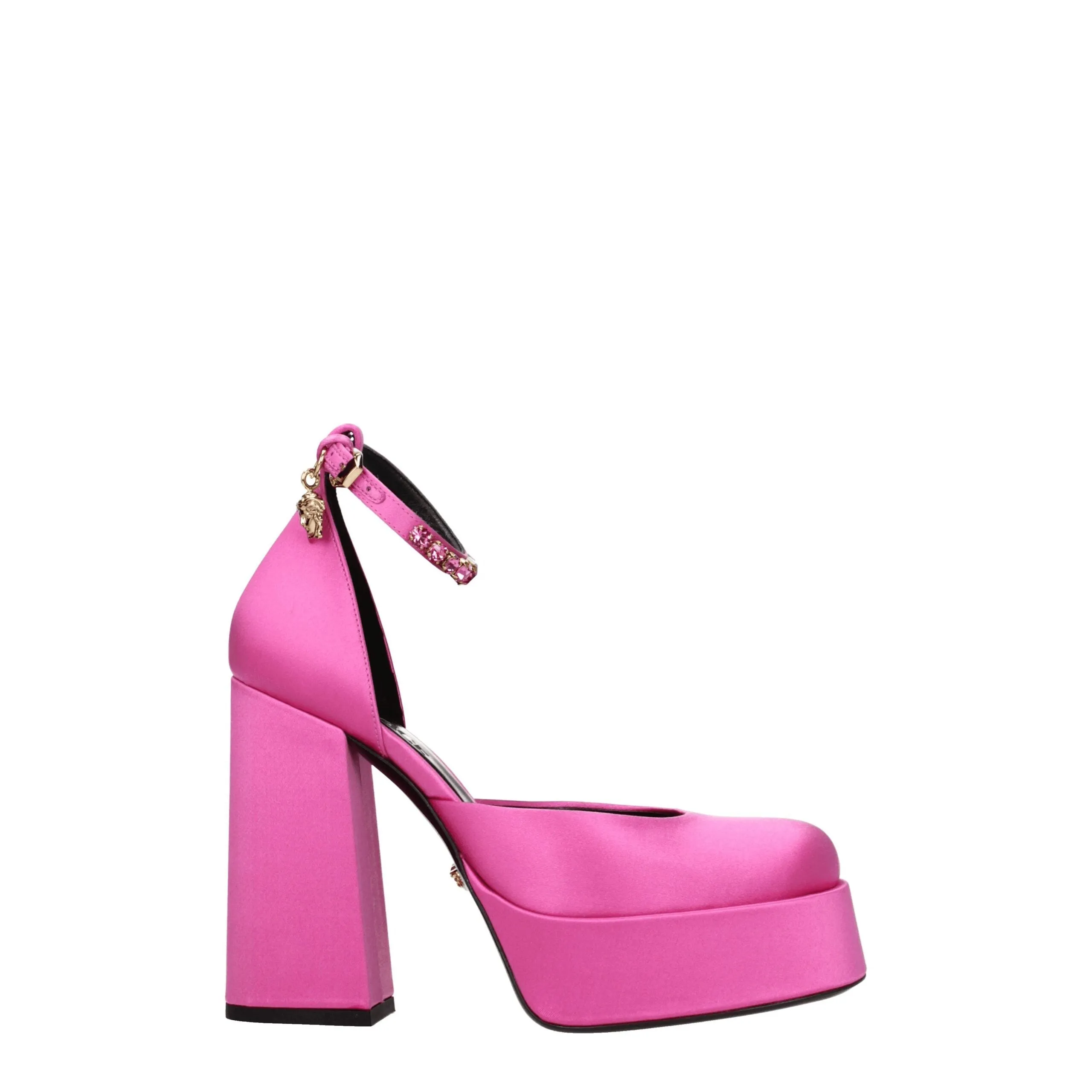 Versace Pink Satin Platform Pumps sold by Siebentaschen