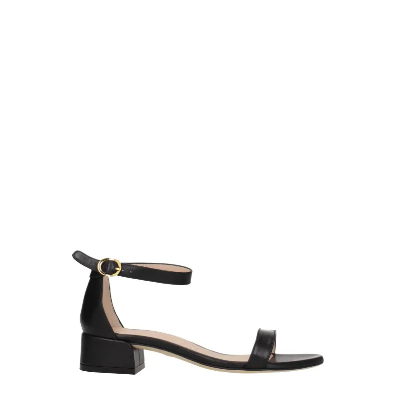 Stuart Weitzman Black Leather Sandals sold by Siebentaschen
