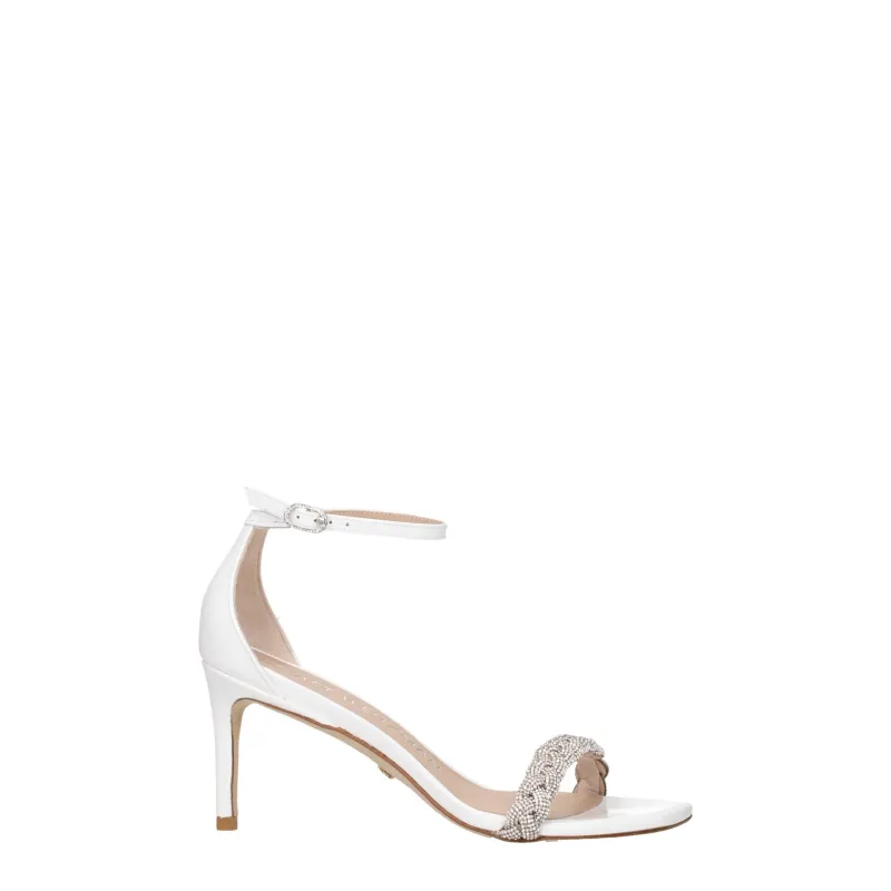 Stuart Weitzman White Leather Stiletto Heel Sandals sold by Siebentaschen