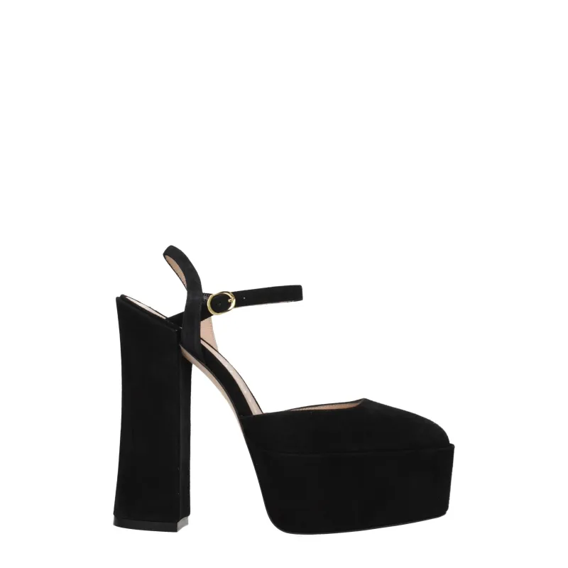 Stuart Weitzman Black Leather Platform Sandals sold by Siebentaschen