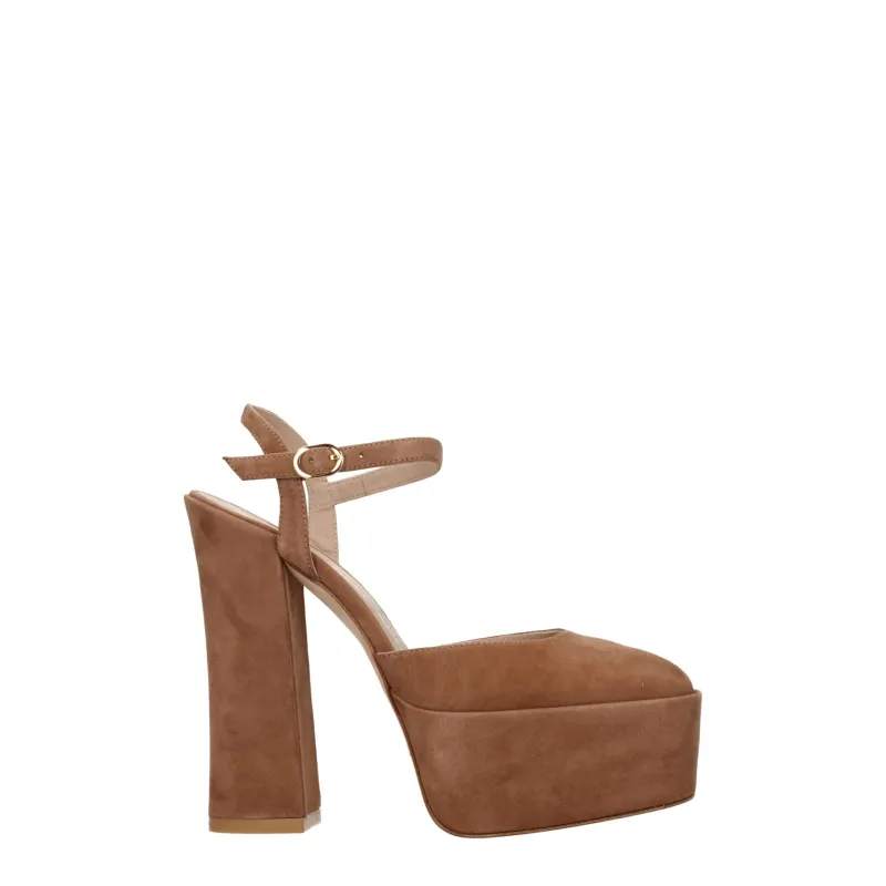 Stuart Weitzman Beige Leather Platform Sandals sold by Siebentaschen