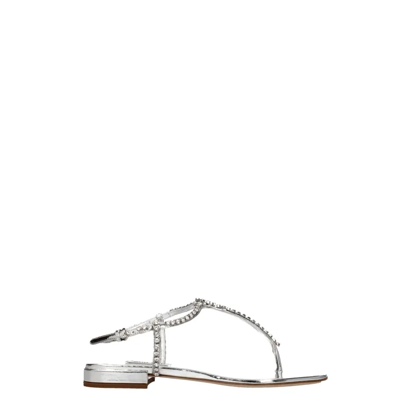 Miu Miu Gray Leather Flip-Flop Sandals sold by Siebentaschen