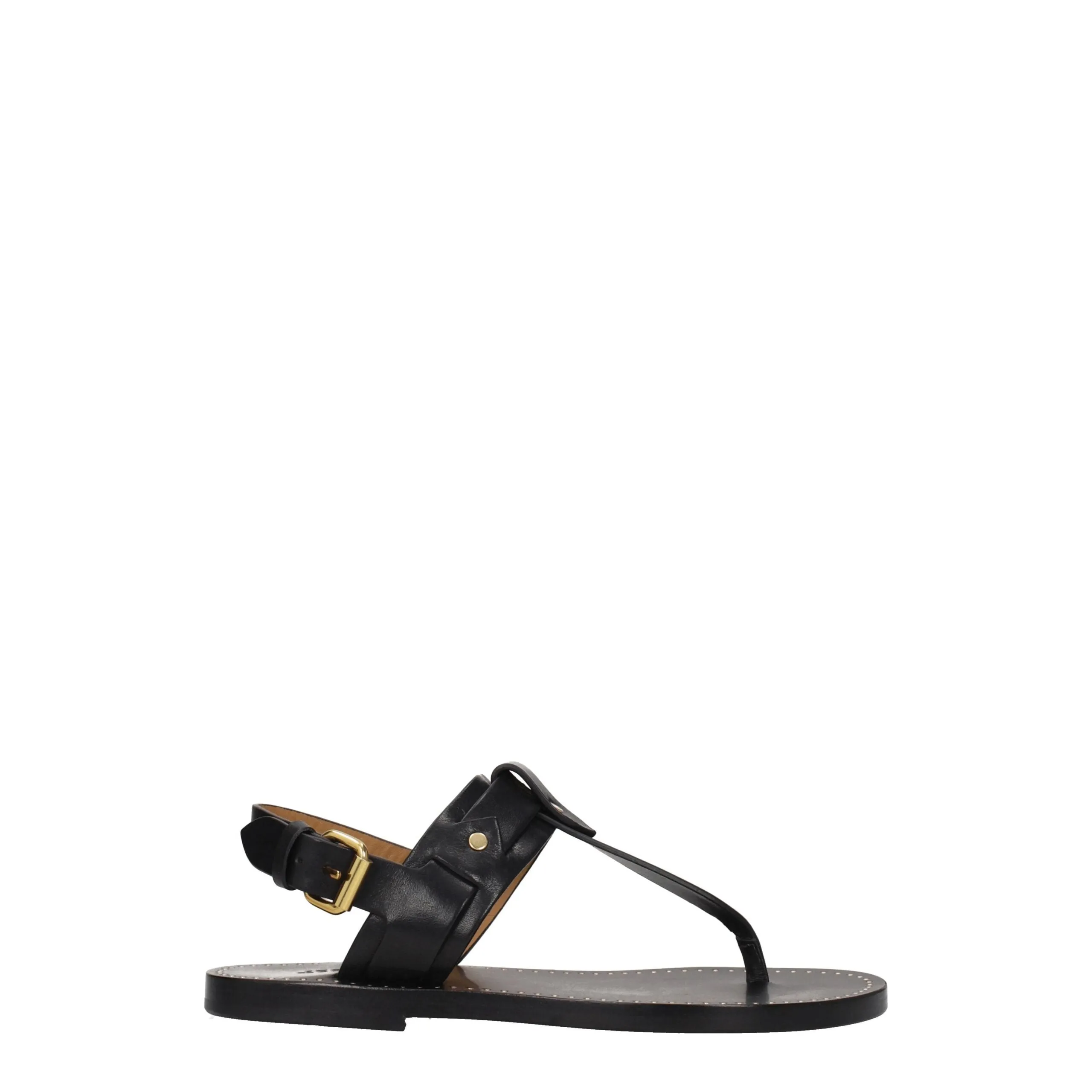 Isabel Marant Black Leather Flip-Flop Sandals sold by Siebentaschen