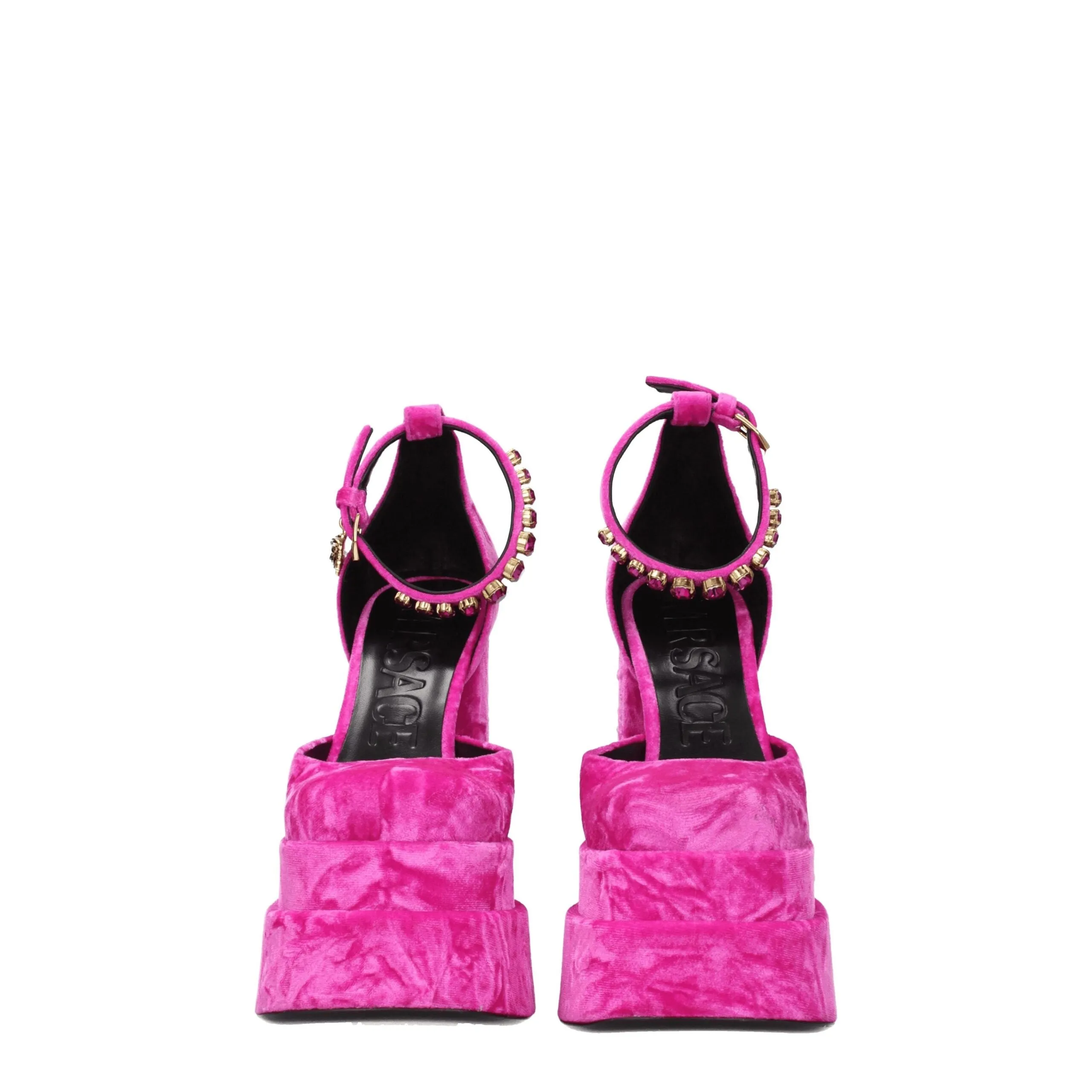 Versace Pink Velvet Platform Sandals sold by Siebentaschen product image thumbnail 3