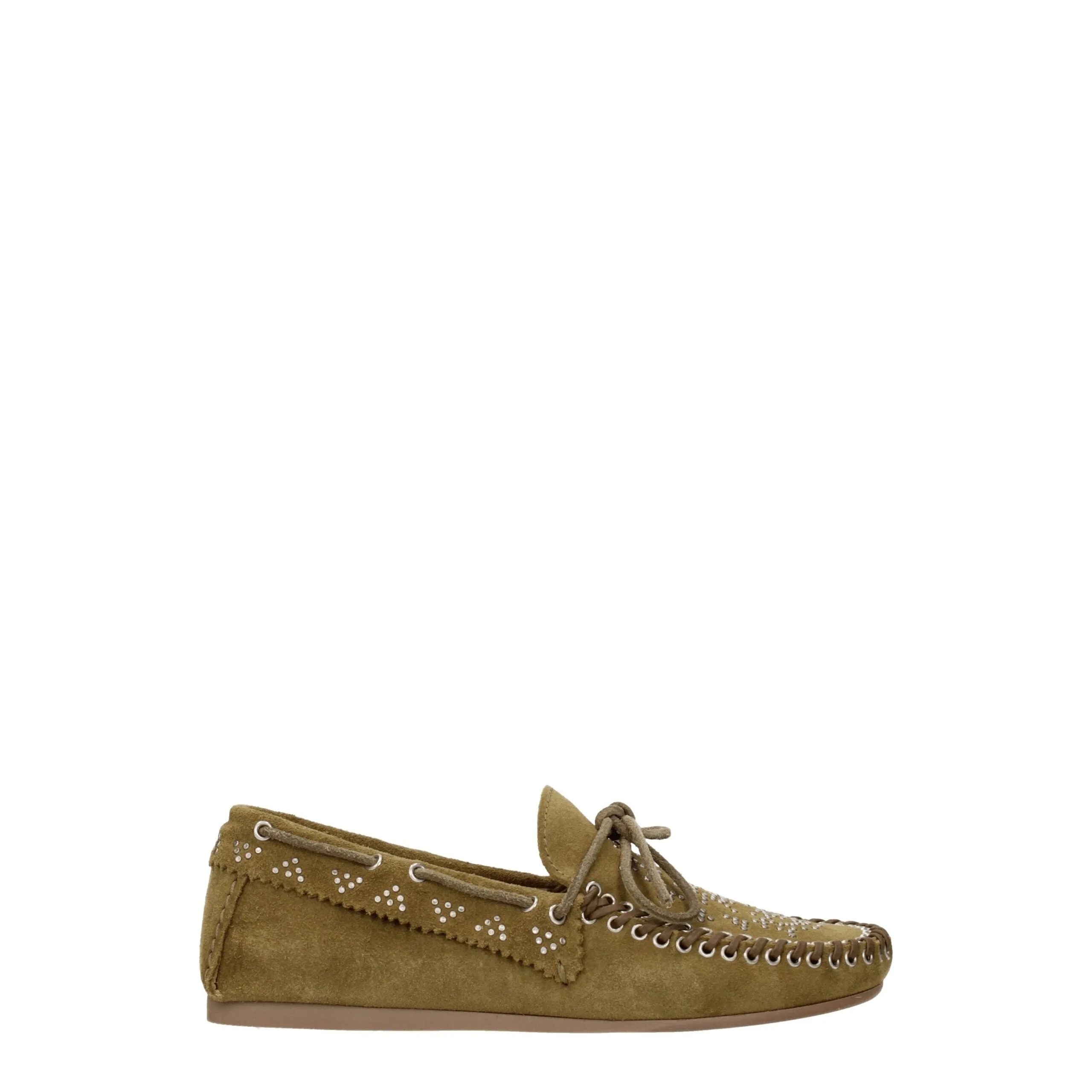 Isabel Marant Green Leather Slip-On Loafers sold by Siebentaschen