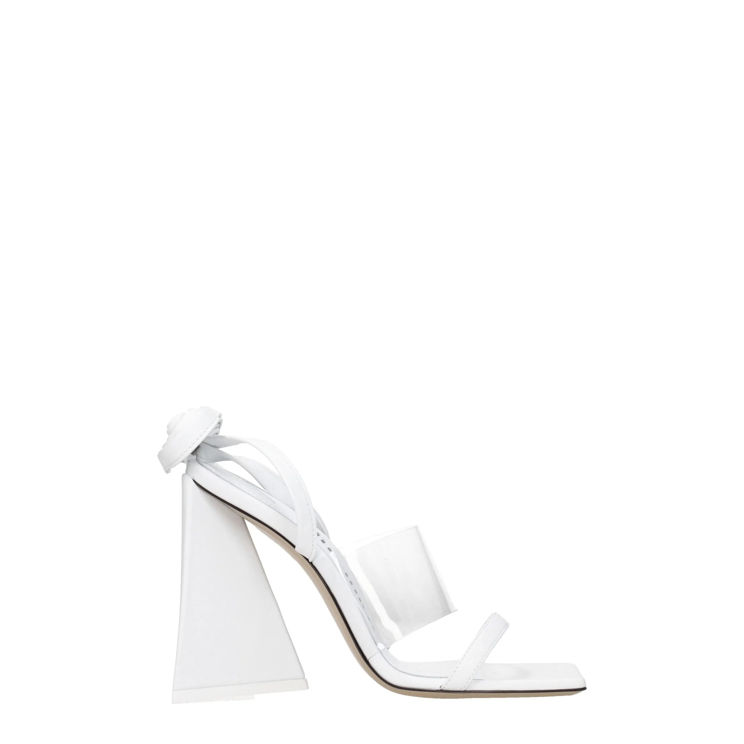 The Attico White Leather Stiletto Heel Sandals sold by Siebentaschen