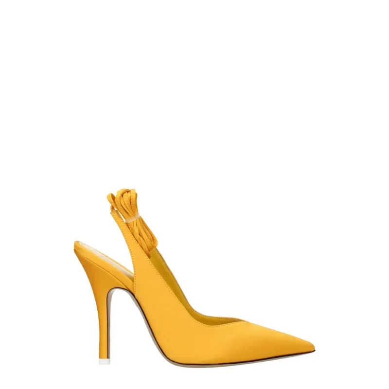 The Attico Orange Satin High Heel Pumps sold by Siebentaschen