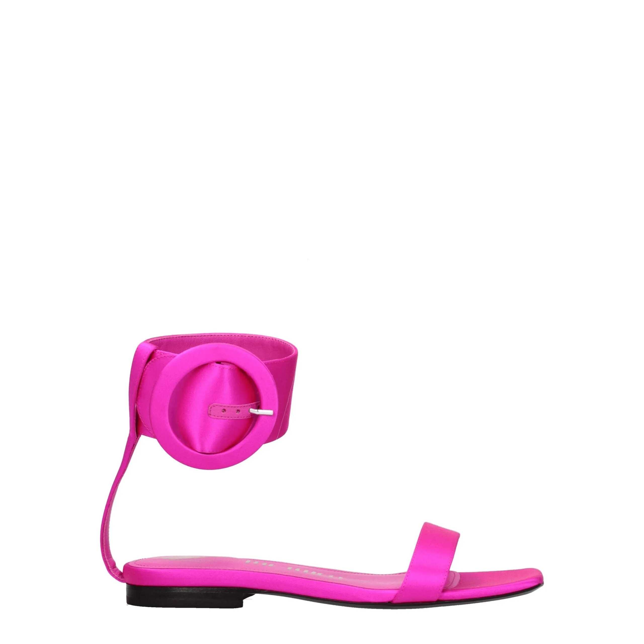 The Attico Pink Satin Sandals sold by Siebentaschen