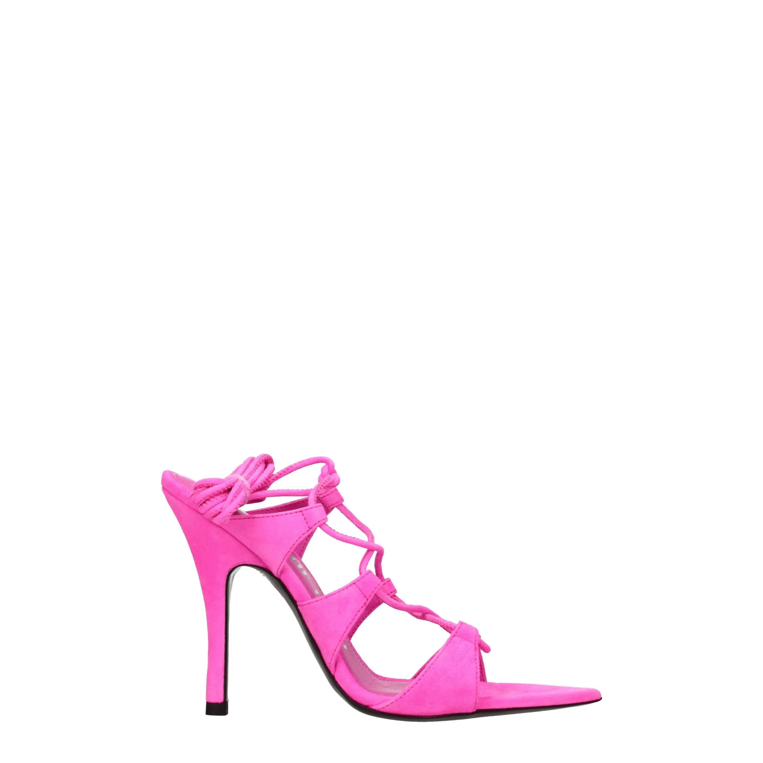 The Attico Pink Leather Stiletto Heel Sandals sold by Siebentaschen