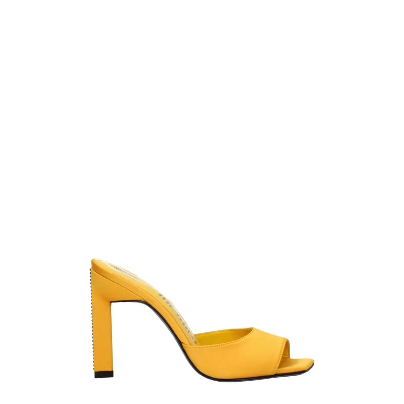 The Attico Orange Satin Stiletto Heel Sandals sold by Siebentaschen