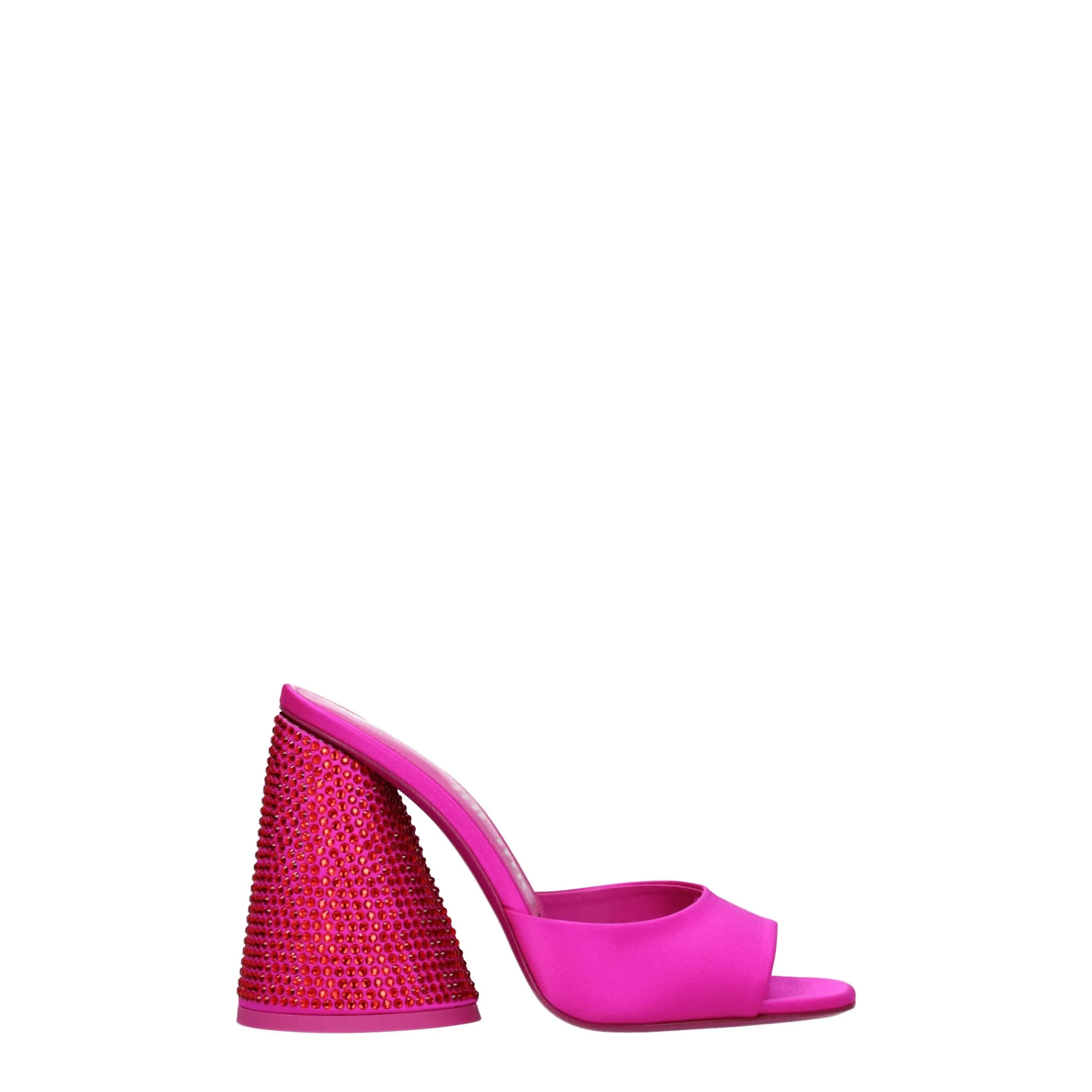 The Attico Pink Satin Platform Sandals sold by Siebentaschen