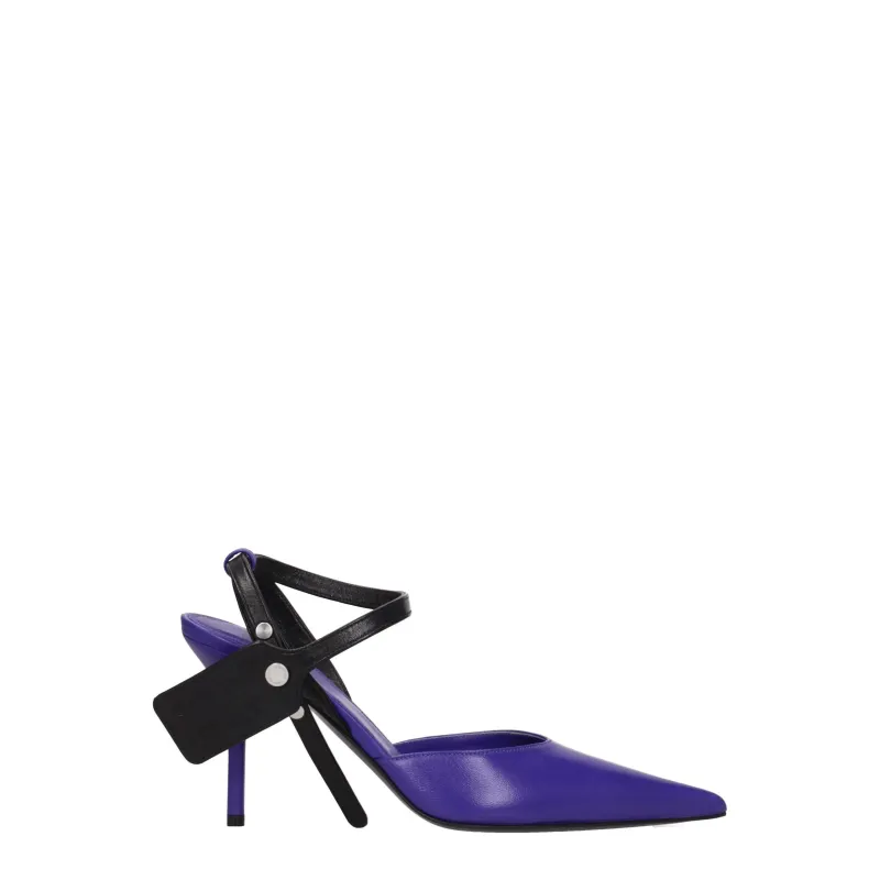 Off-White Purple Leather High Heel Pumps sold by Siebentaschen