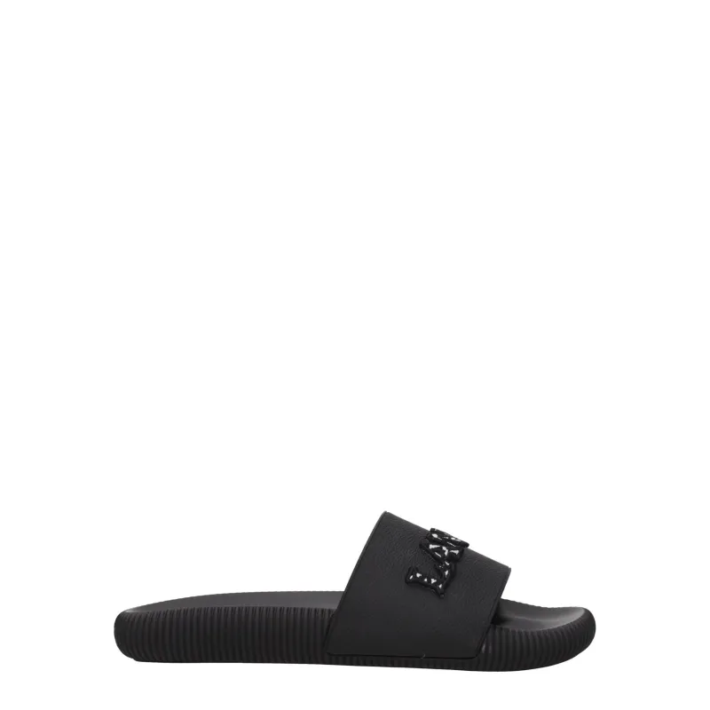 Lanvin Black Cotton Slippers sold by Siebentaschen