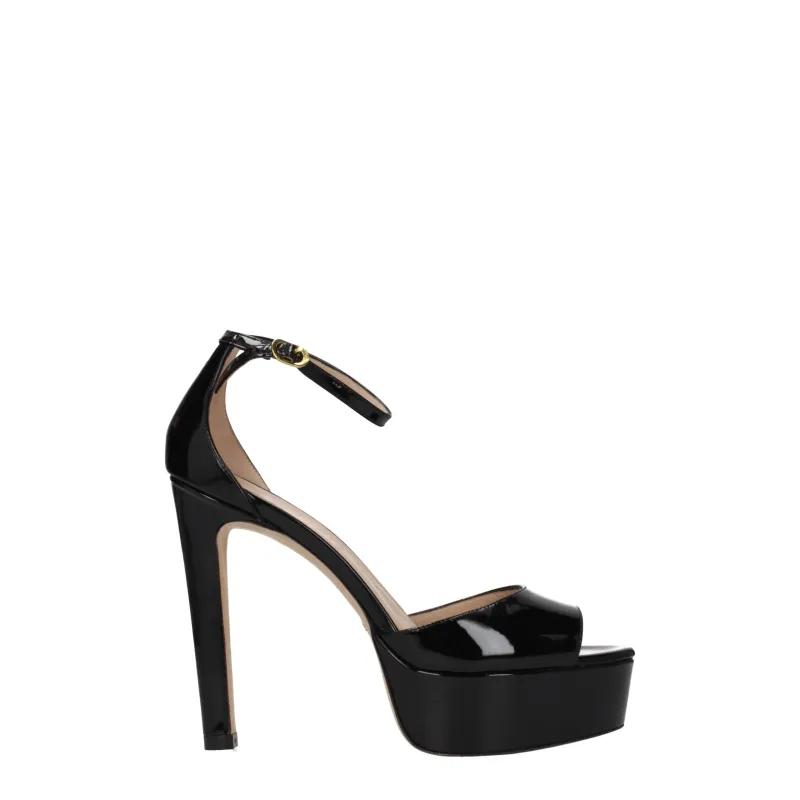 Stuart Weitzman Black Leather Platform Sandals sold by Siebentaschen