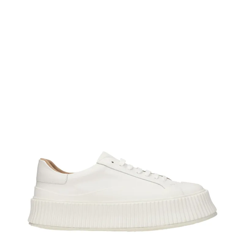 Jil Sander White Leather Platform Sneakers sold by Siebentaschen