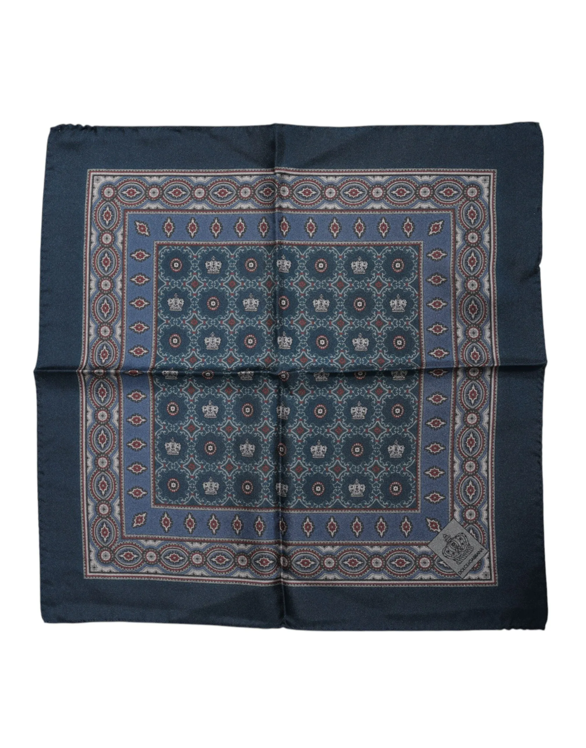 Dolce & Gabbana Blue Printed Silk Square Men Foulard Scarf sold by Siebentaschen product image thumbnail 2
