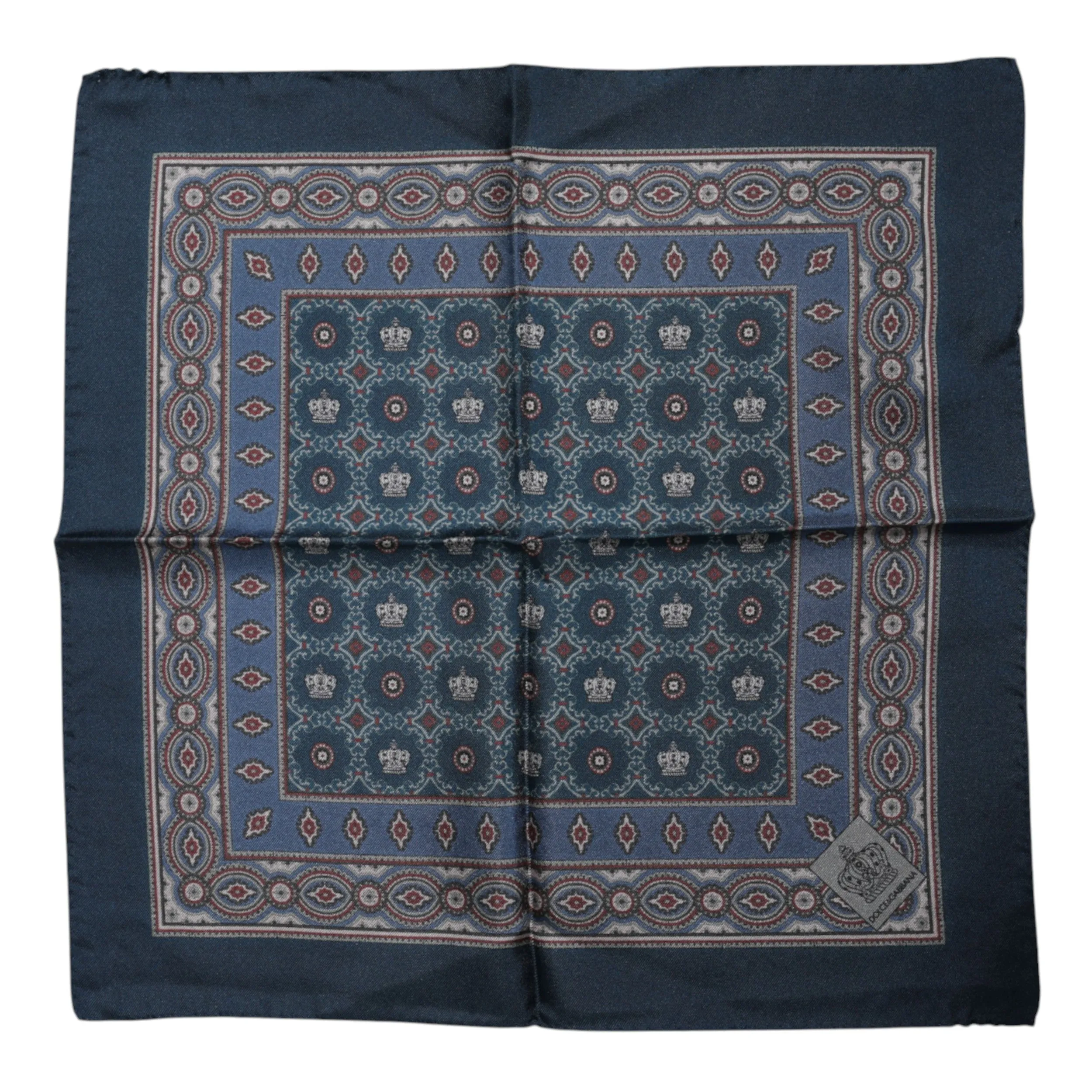 Dolce & Gabbana Blue Printed Silk Square Men Foulard Scarf sold by Siebentaschen product image thumbnail 3