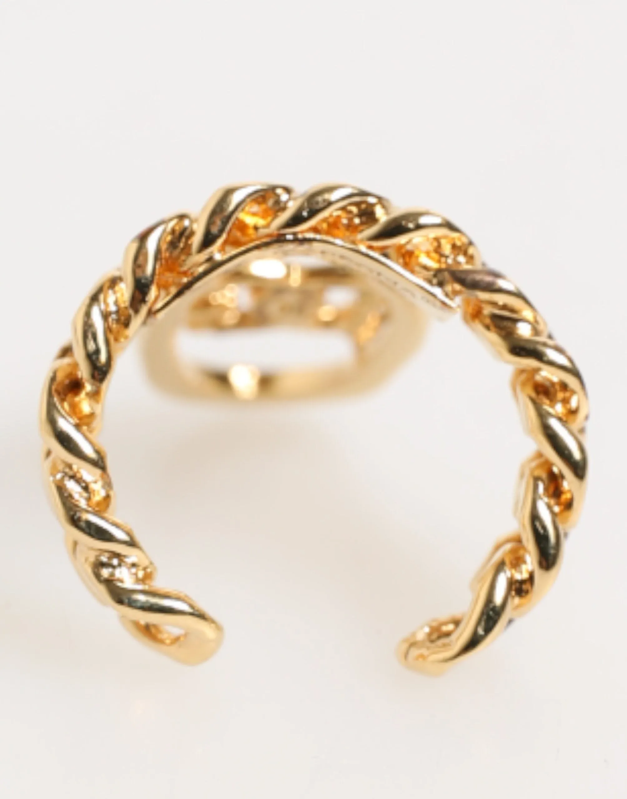 Dolce & Gabbana Gold Tone Brass Oval DG Logo Chain Adjustable Ring sold by Siebentaschen product image thumbnail 4