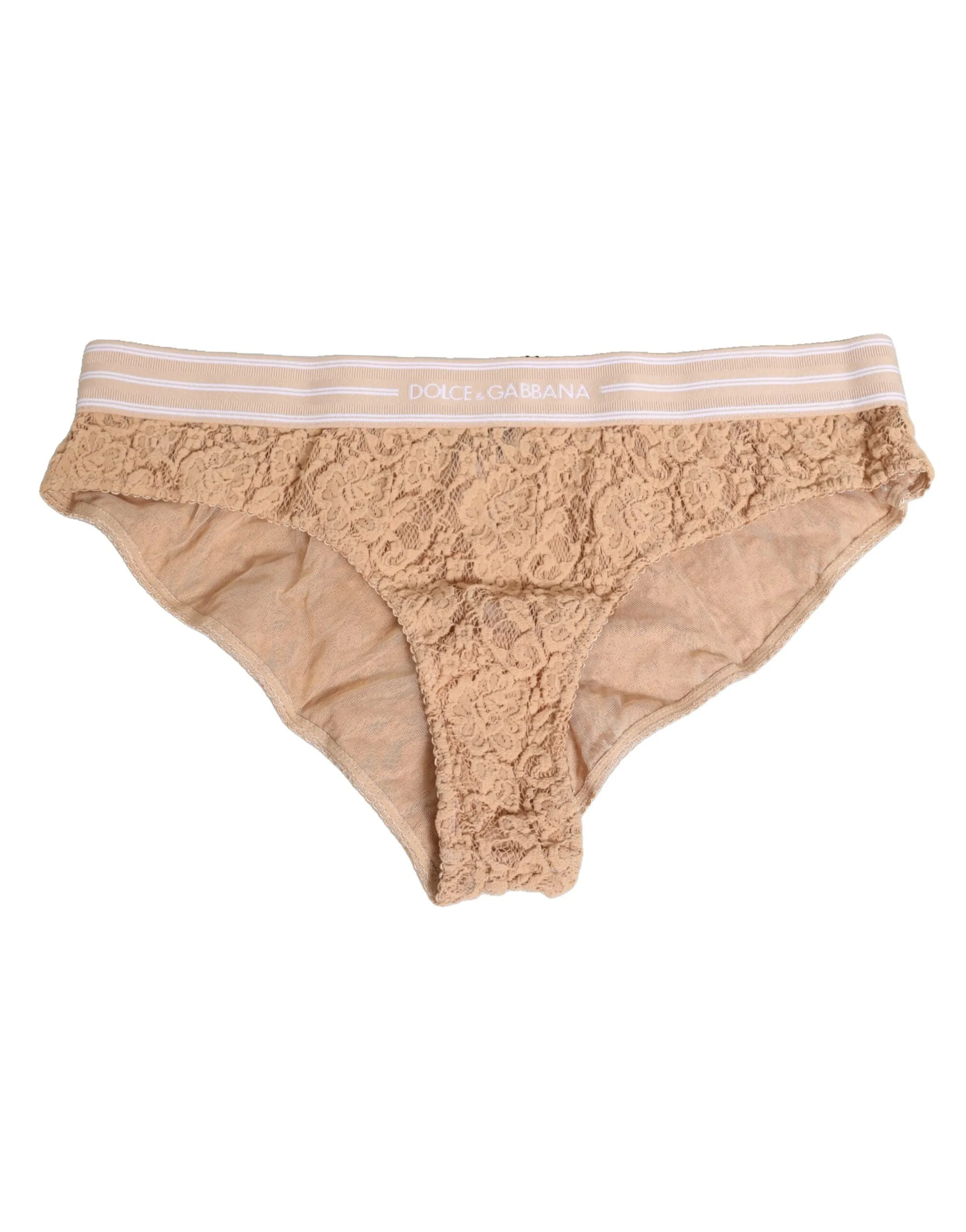 Dolce & Gabbana Beige Lace Nylon High Waist Panty Underwear sold by Siebentaschen