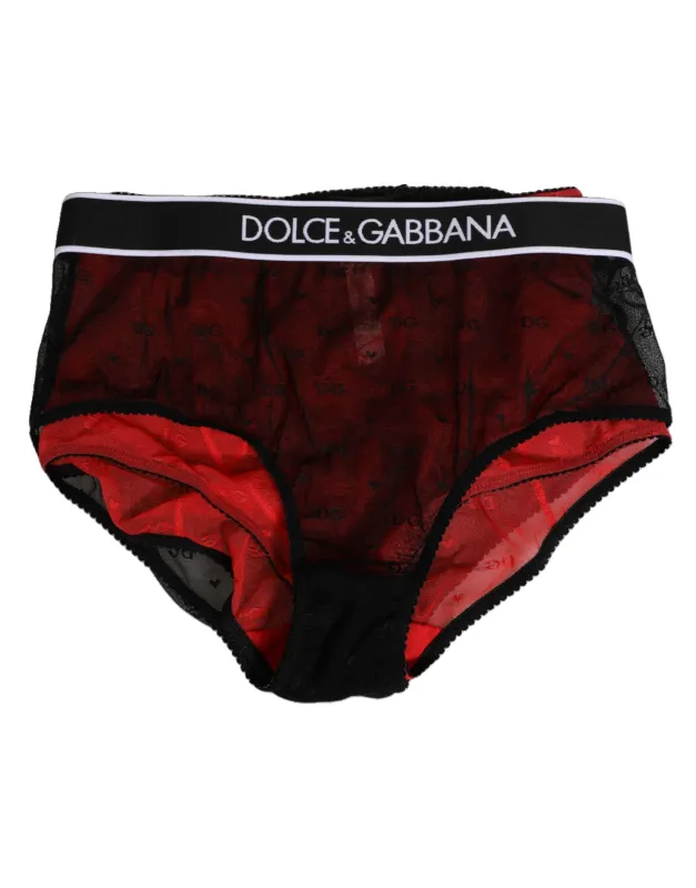 Dolce & Gabbana Black Red Nylon High Waist Girdle Underwear made by Siebentaschen