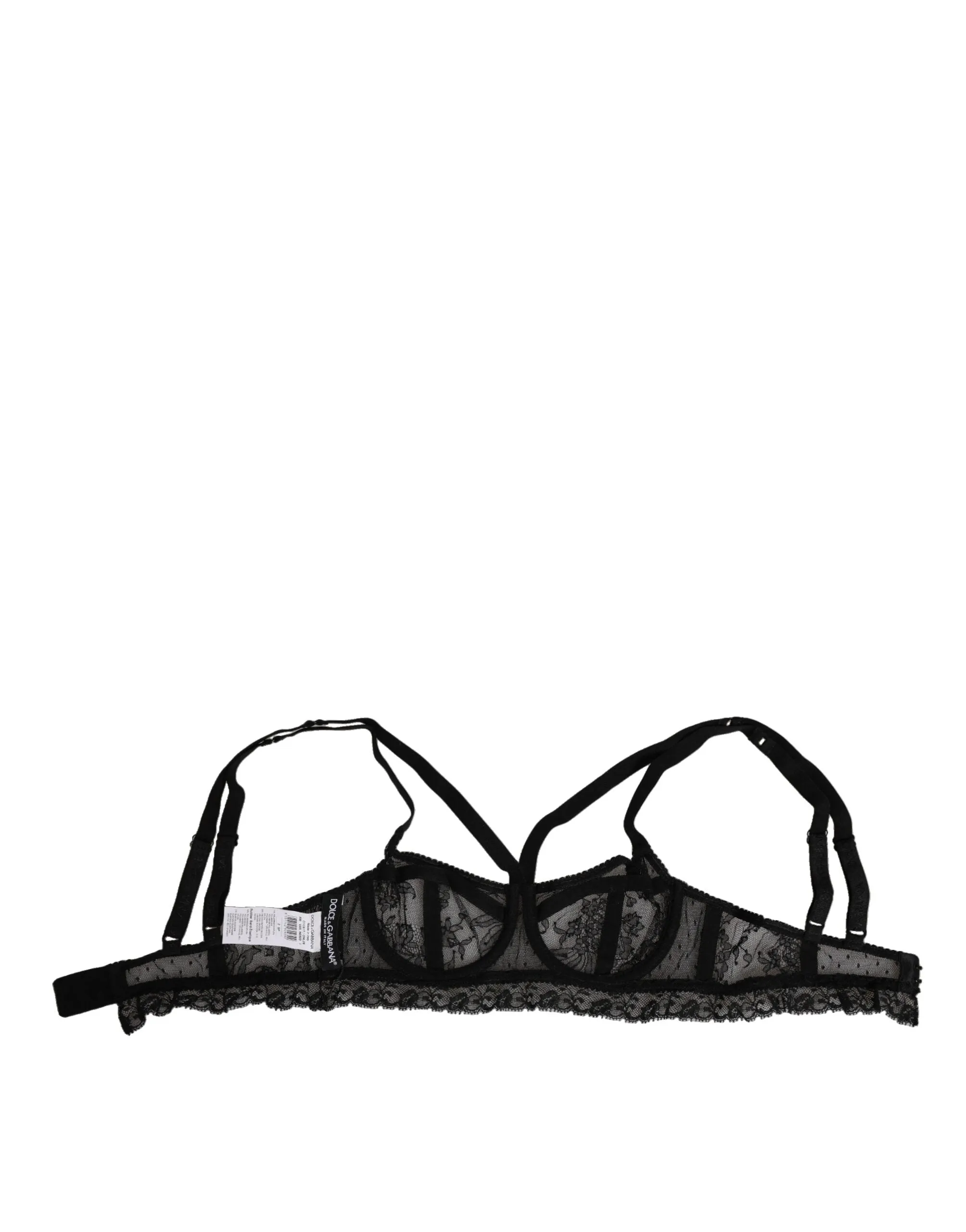 Dolce & Gabbana Black Floral Lace Nylon Balconcino Bra Underwear sold by Siebentaschen product image thumbnail 4