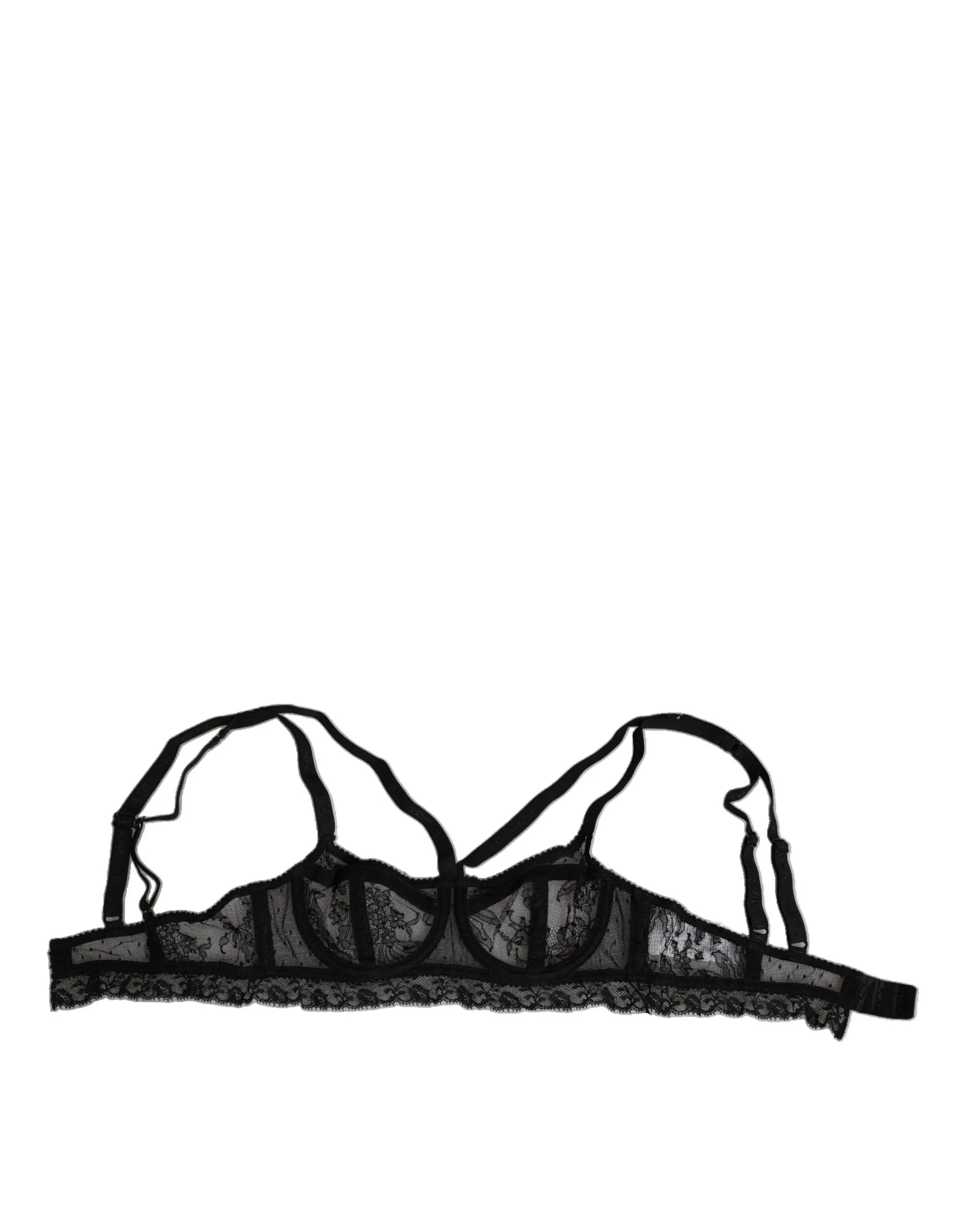Dolce & Gabbana Black Floral Lace Nylon Balconcino Bra Underwear sold by Siebentaschen