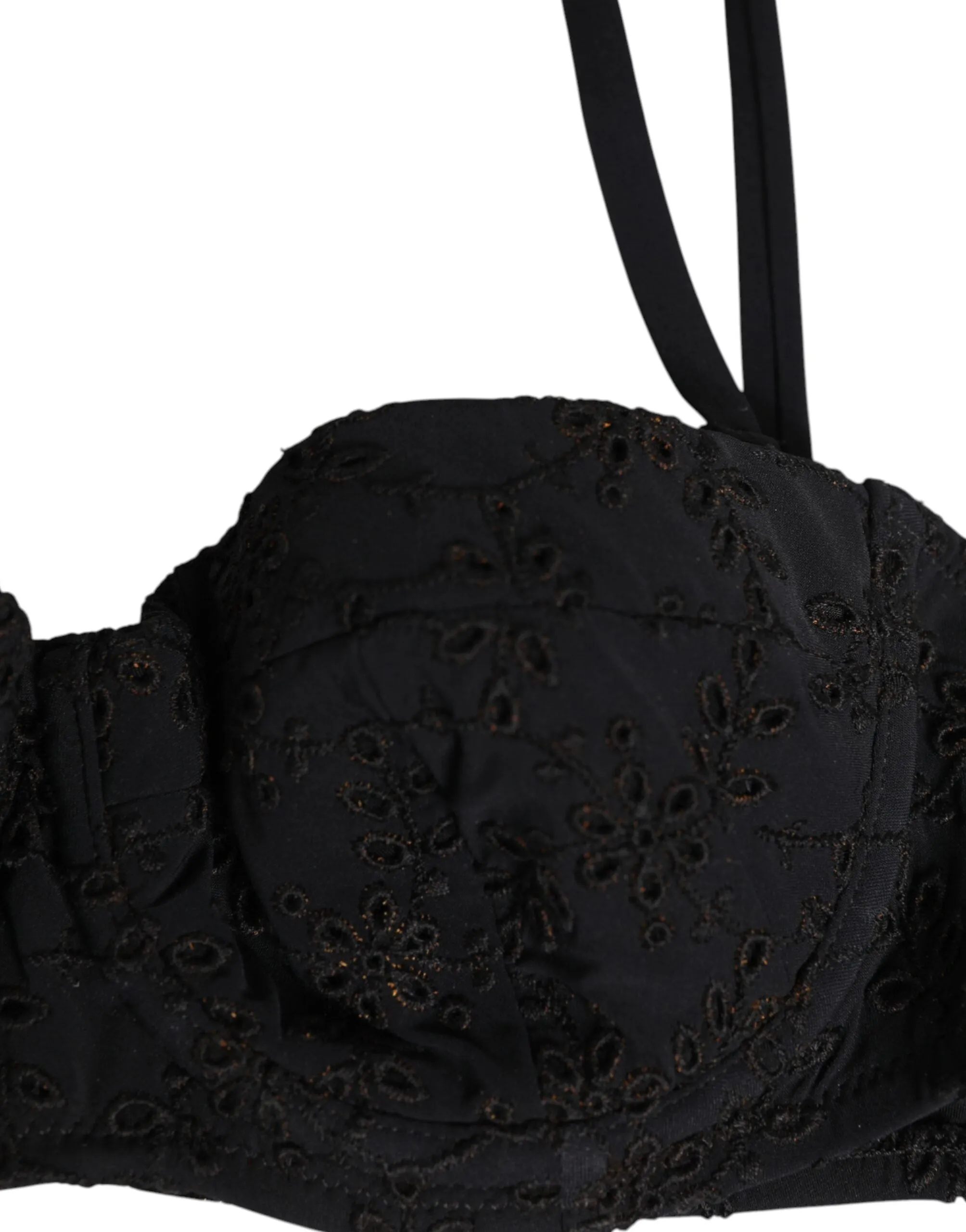 Dolce & Gabbana Black Polyester Embroidered Underwire Bra Underwear sold by Siebentaschen product image thumbnail 3