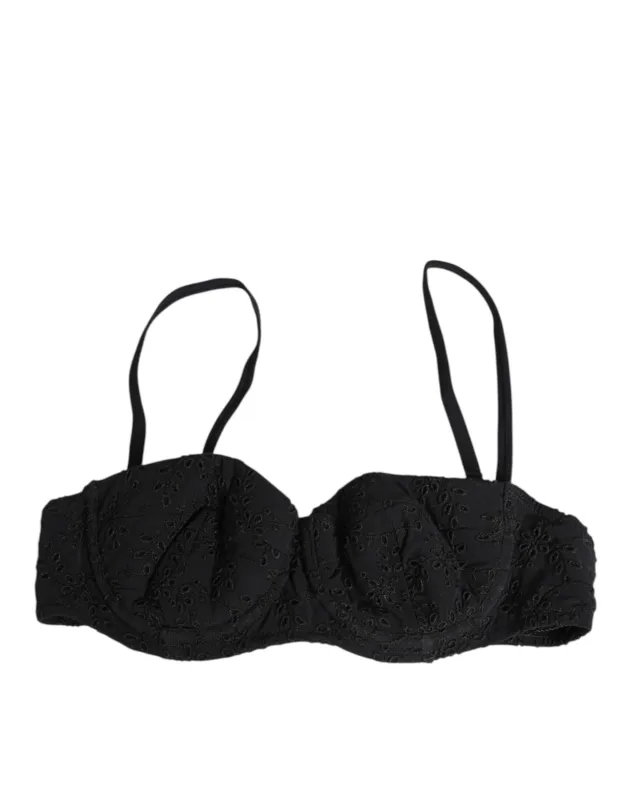 Dolce & Gabbana Black Polyester Embroidered Underwire Bra Underwear sold by Siebentaschen