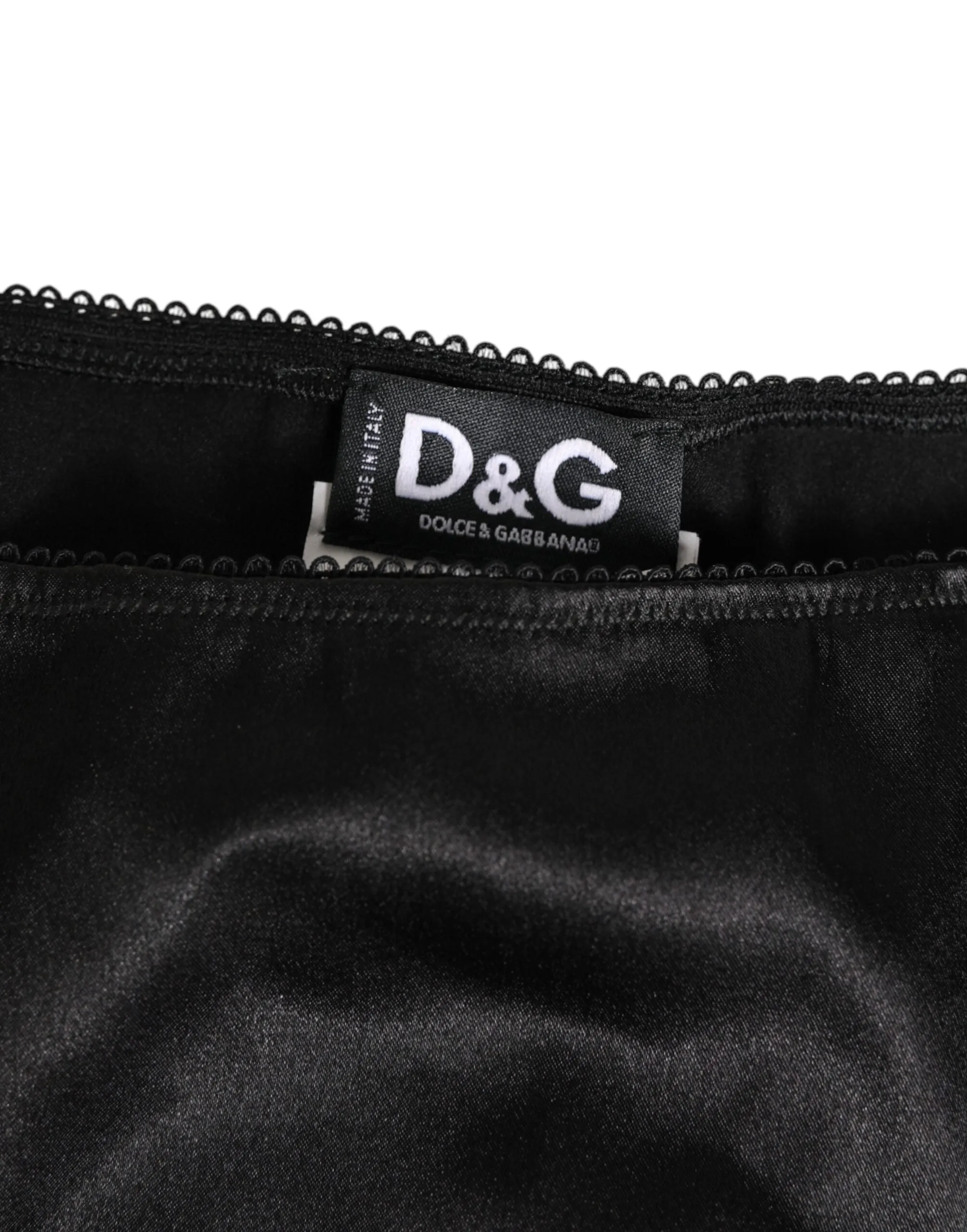 Dolce & Gabbana Black Satin Stretch Slip Brief Women Underwear sold by Siebentaschen product image thumbnail 3