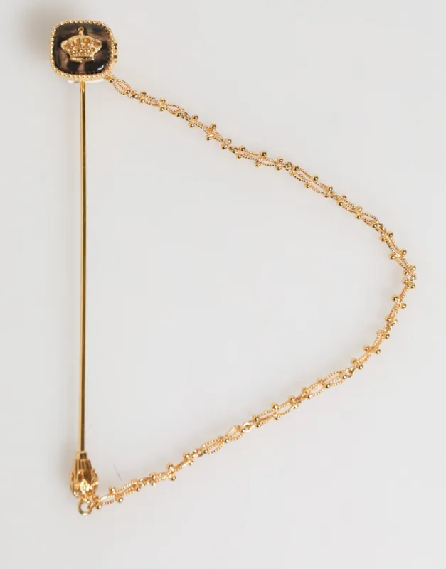 Dolce & Gabbana DG Crown Gold Chain Mens Accessories Brooch Lapel Pin sold by Siebentaschen