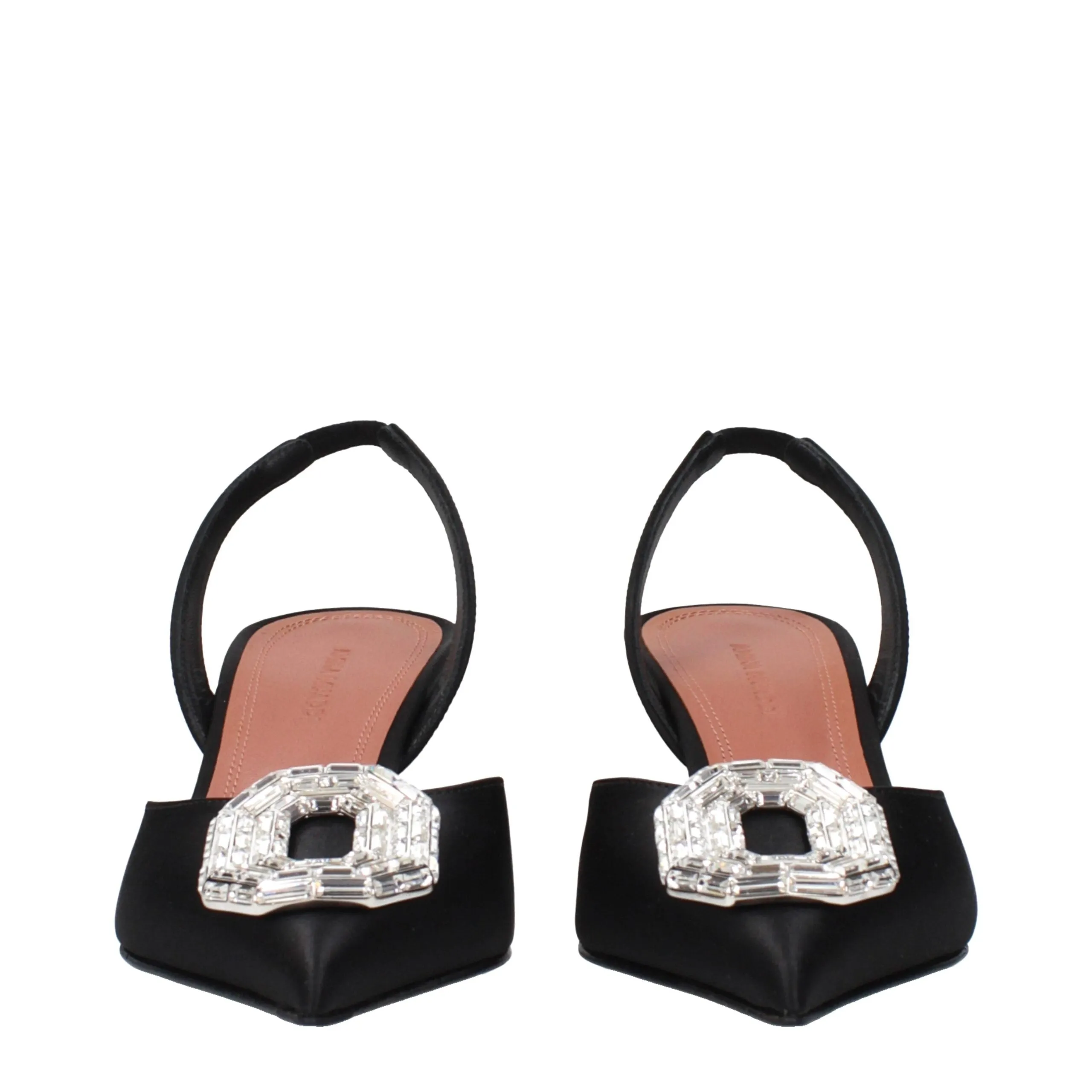 Amina Muaddi Black Satin Stiletto Heels Sandals sold by Siebentaschen product image thumbnail 3